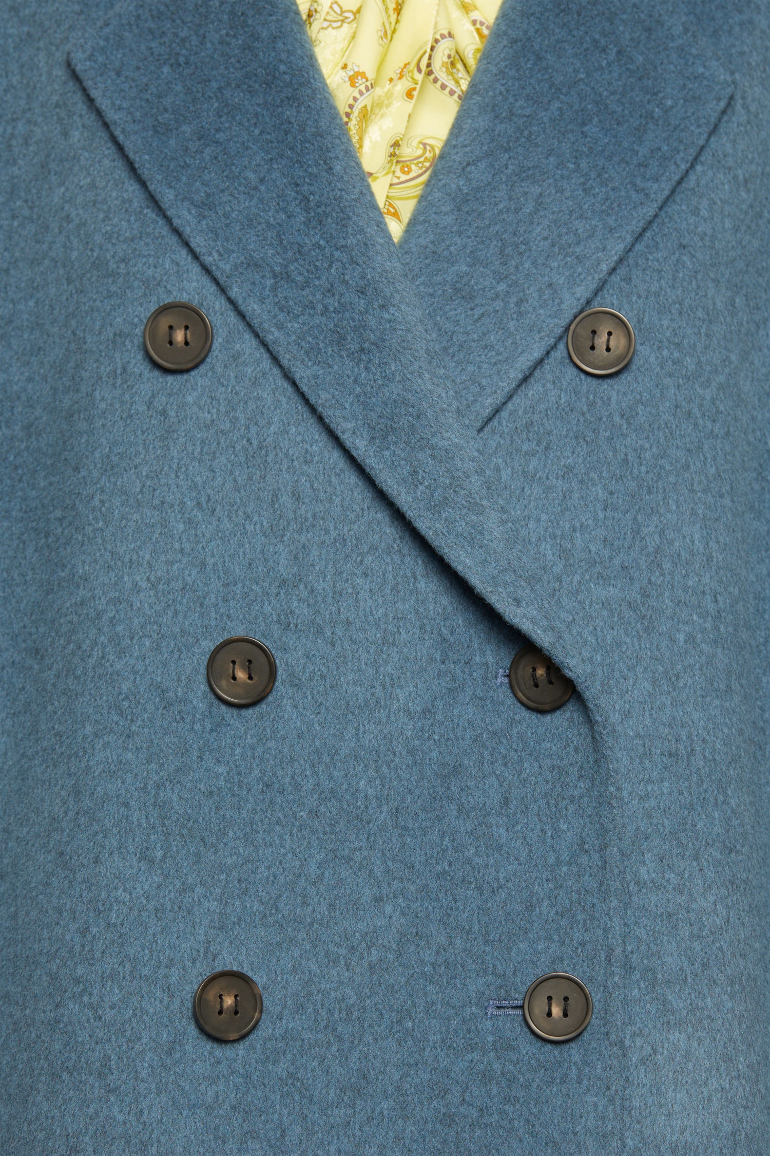 Double-breasted wool coat aqua blue melange - 7