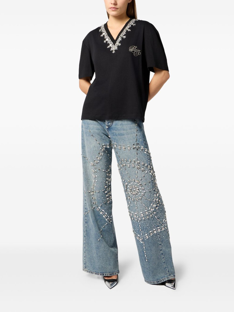 PHILIPP PLEIN crystal-embellished V-neck T-shirt outlook