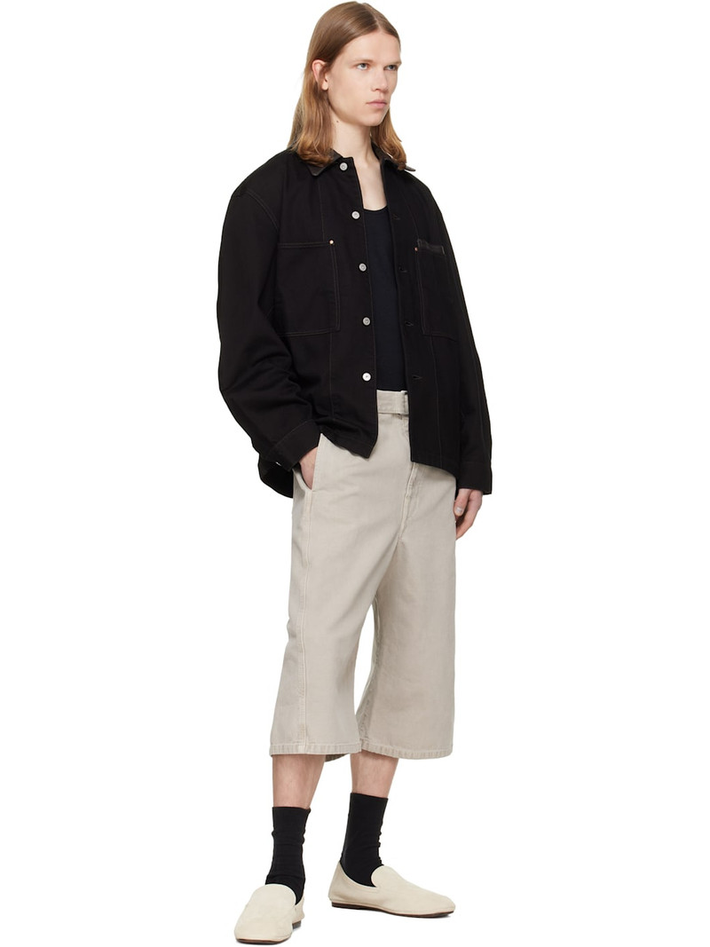 Lemaire Taupe Wide-Leg Belted Denim Shorts outlook