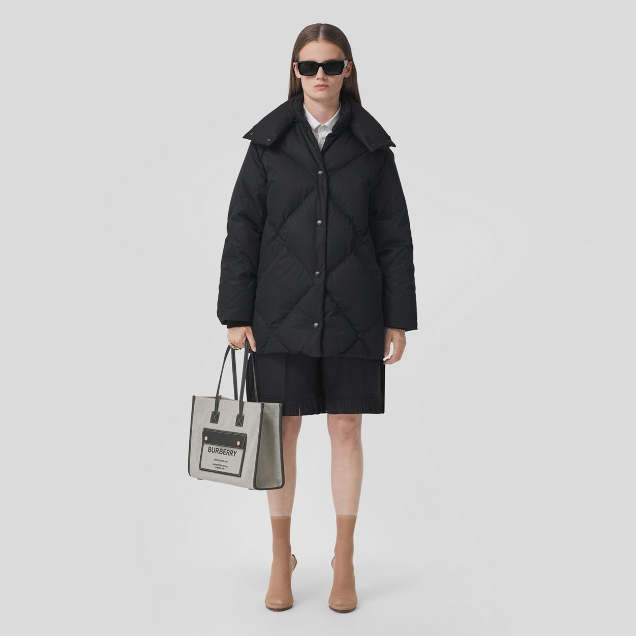 Small Two-tone Canvas and Leather Freya Tote 6