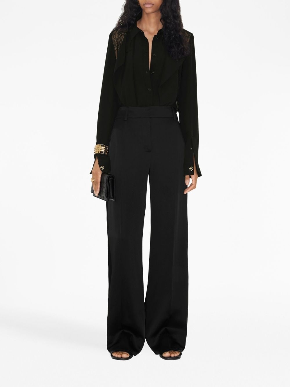 pressed-crease flared trousers - 2