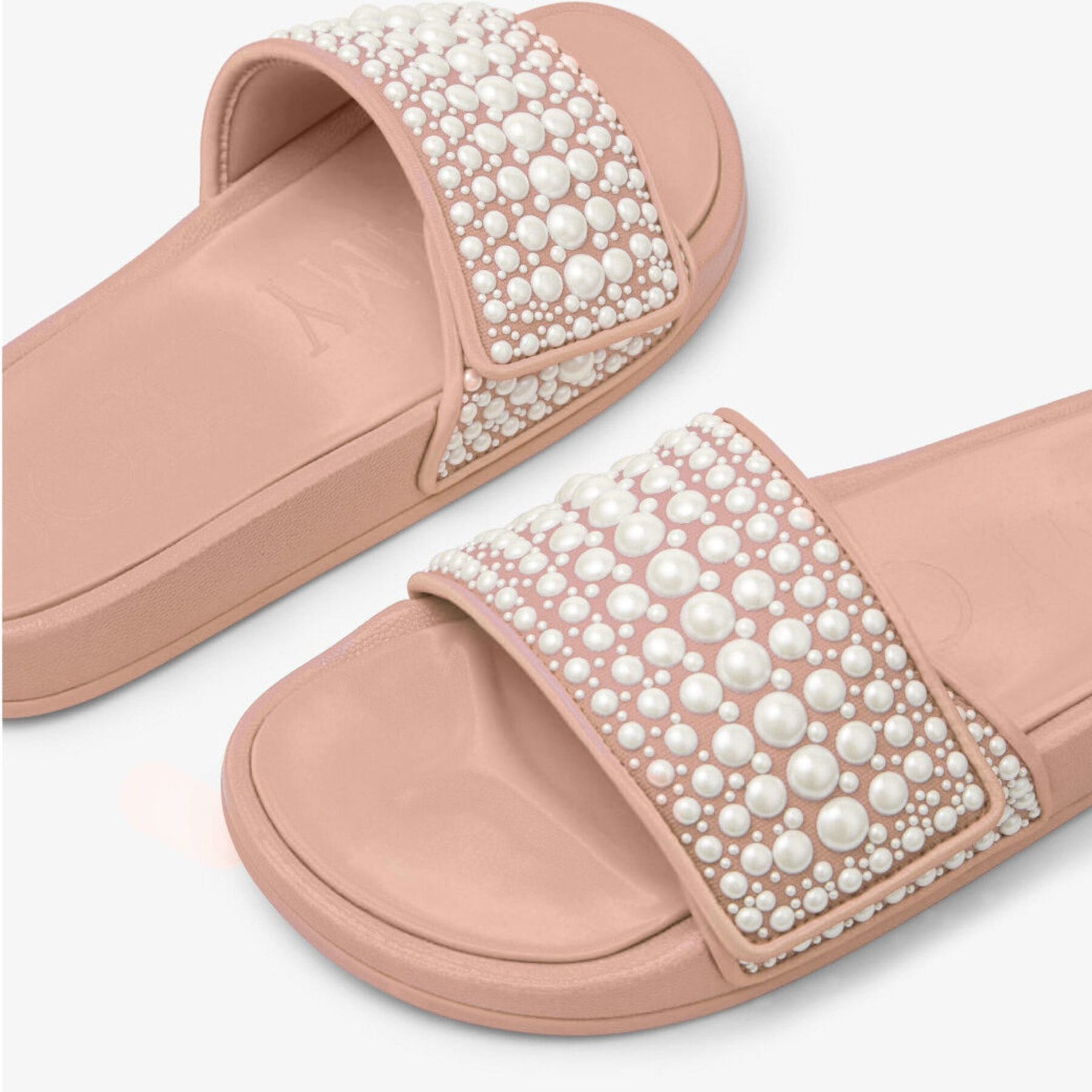 Fitz/F
Ballet Pink Canvas and Leather Slides with Pearl Embellishment - 3