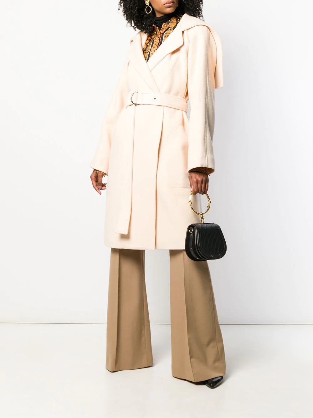 cape-style belted coat - 2