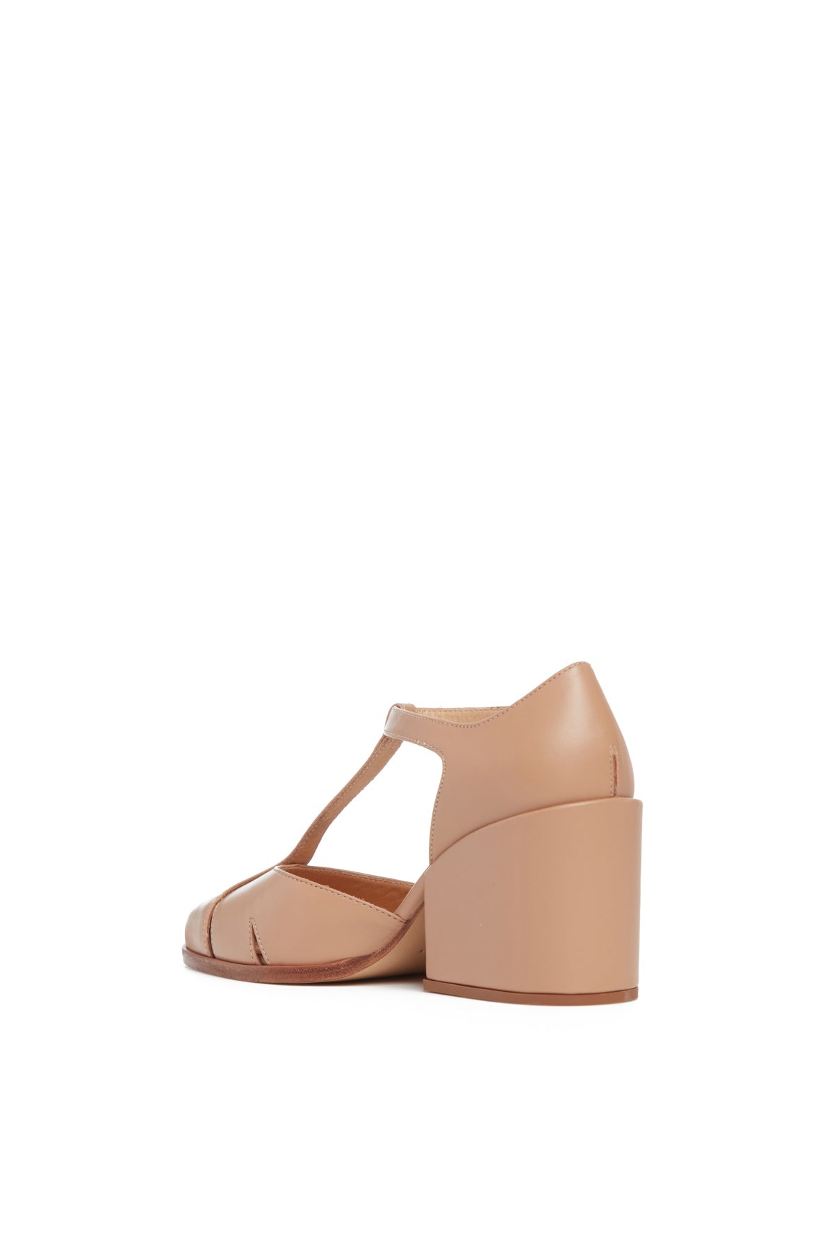 Hawes T-Strap Heel in Dark Camel Leather - 3