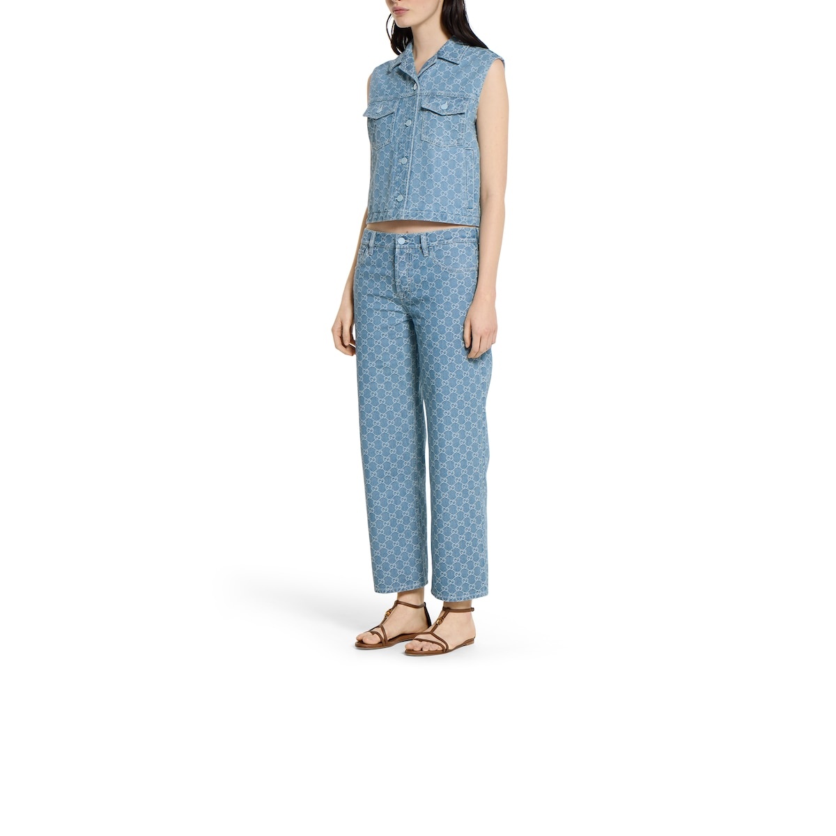 GG denim jacquard pants - 3