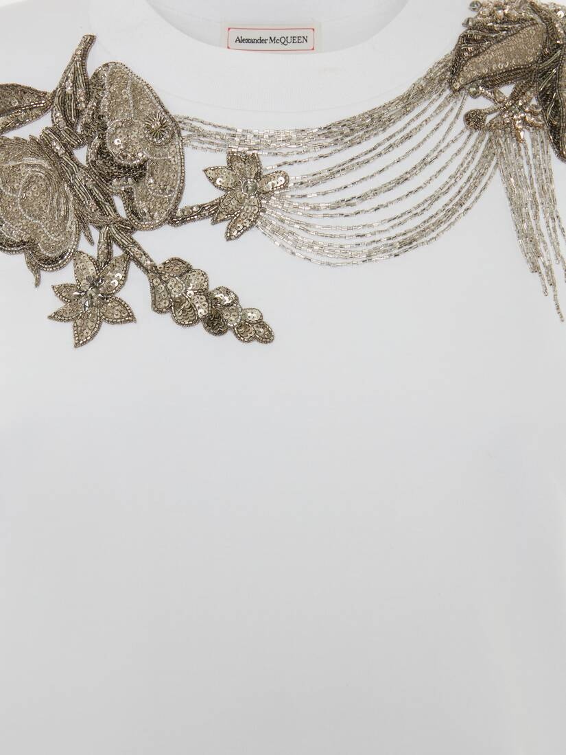 Embroidered Lilypad T-shirt in Silver/grey - 5