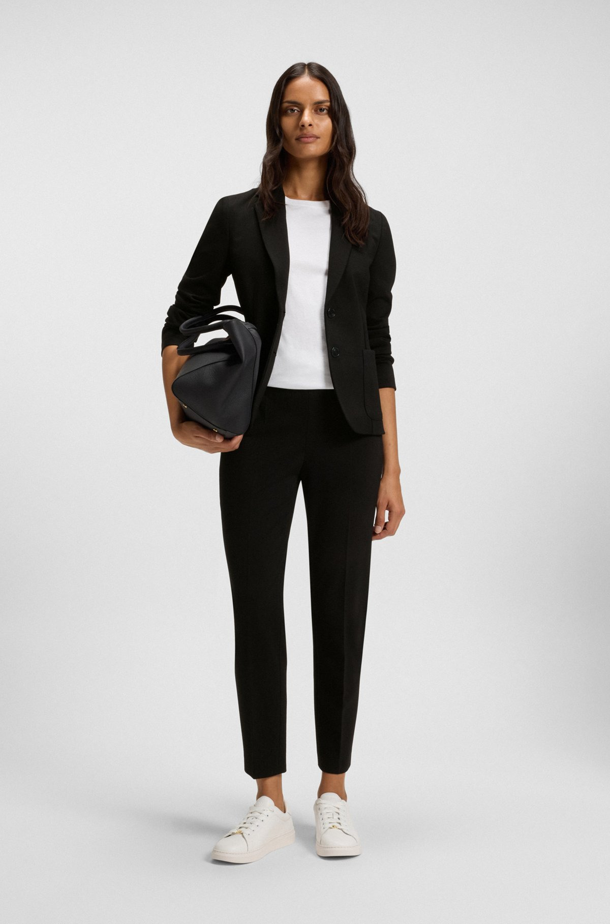 REGULAR-FIT TROUSERS IN STRETCH FABRIC WITH TAPERED LEG - 3