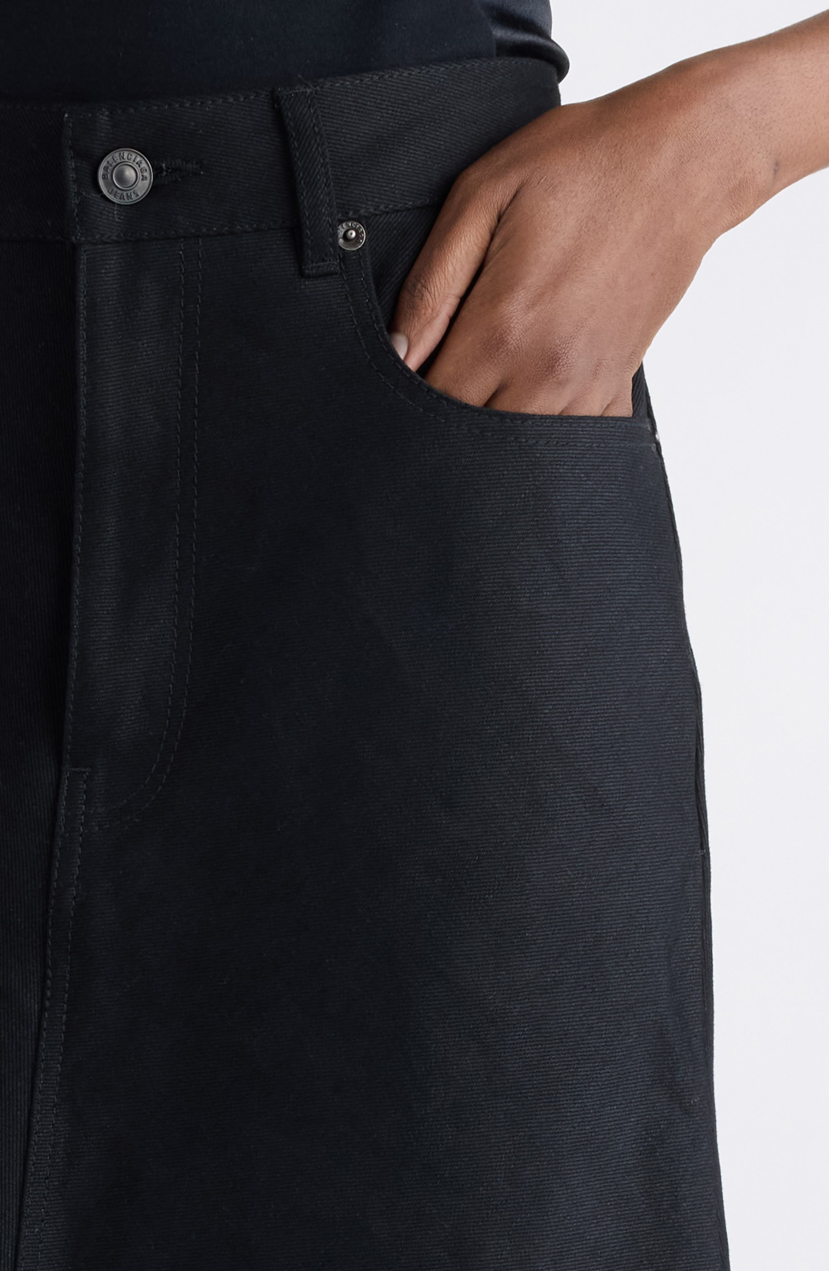 Balenciaga Denim A-Line Midi Skirt in 1000 Black at Nordstrom - 5