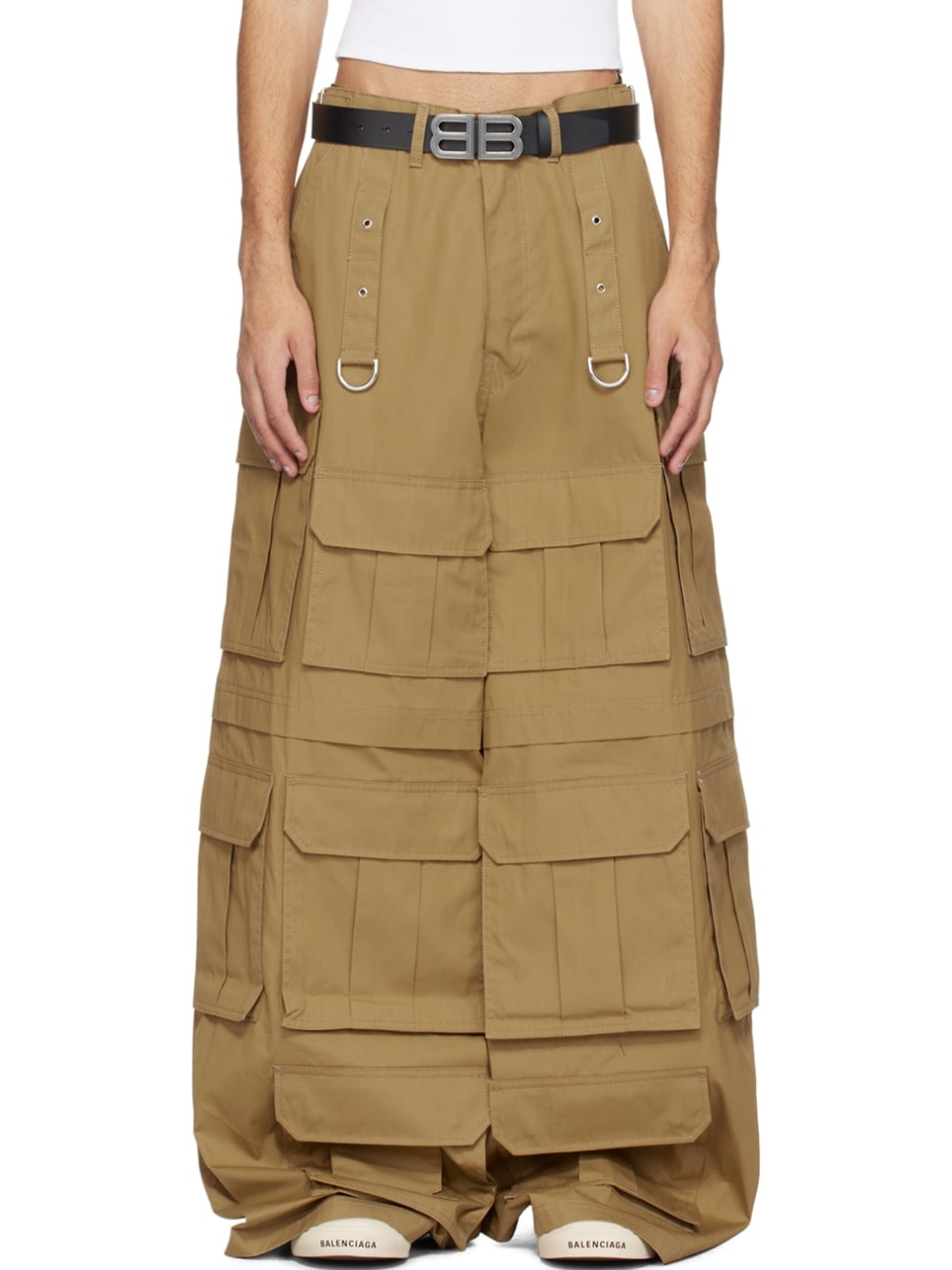 Beige Multipocket Cargo Pants - 1
