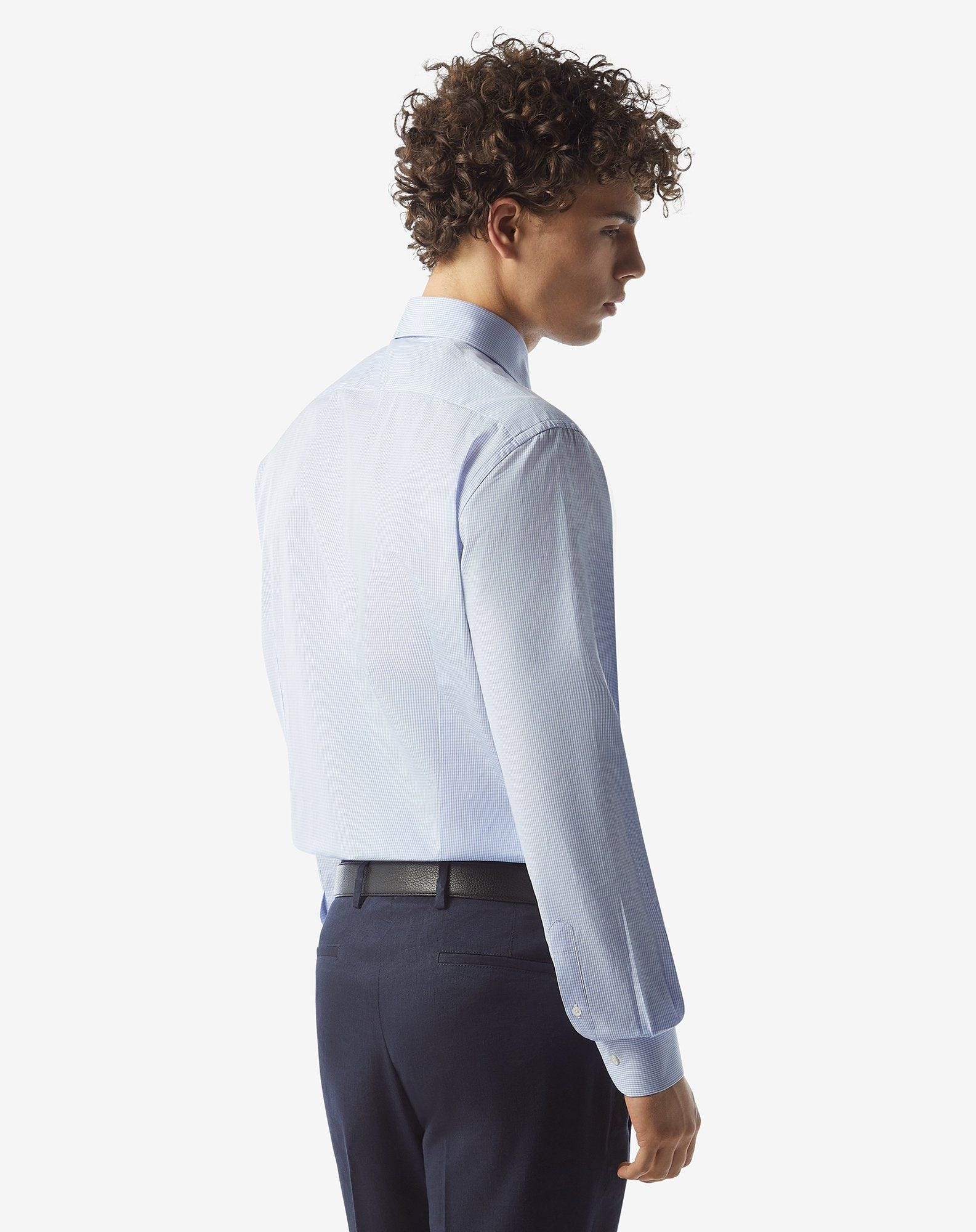 Cotton shirt with white/light blue Vichy checks - 3
