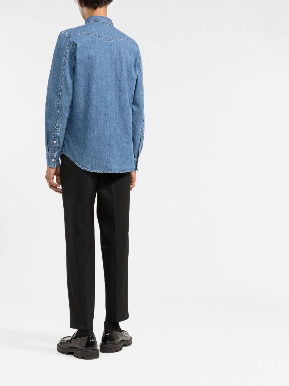 logo-embroidered denim shirt - 4