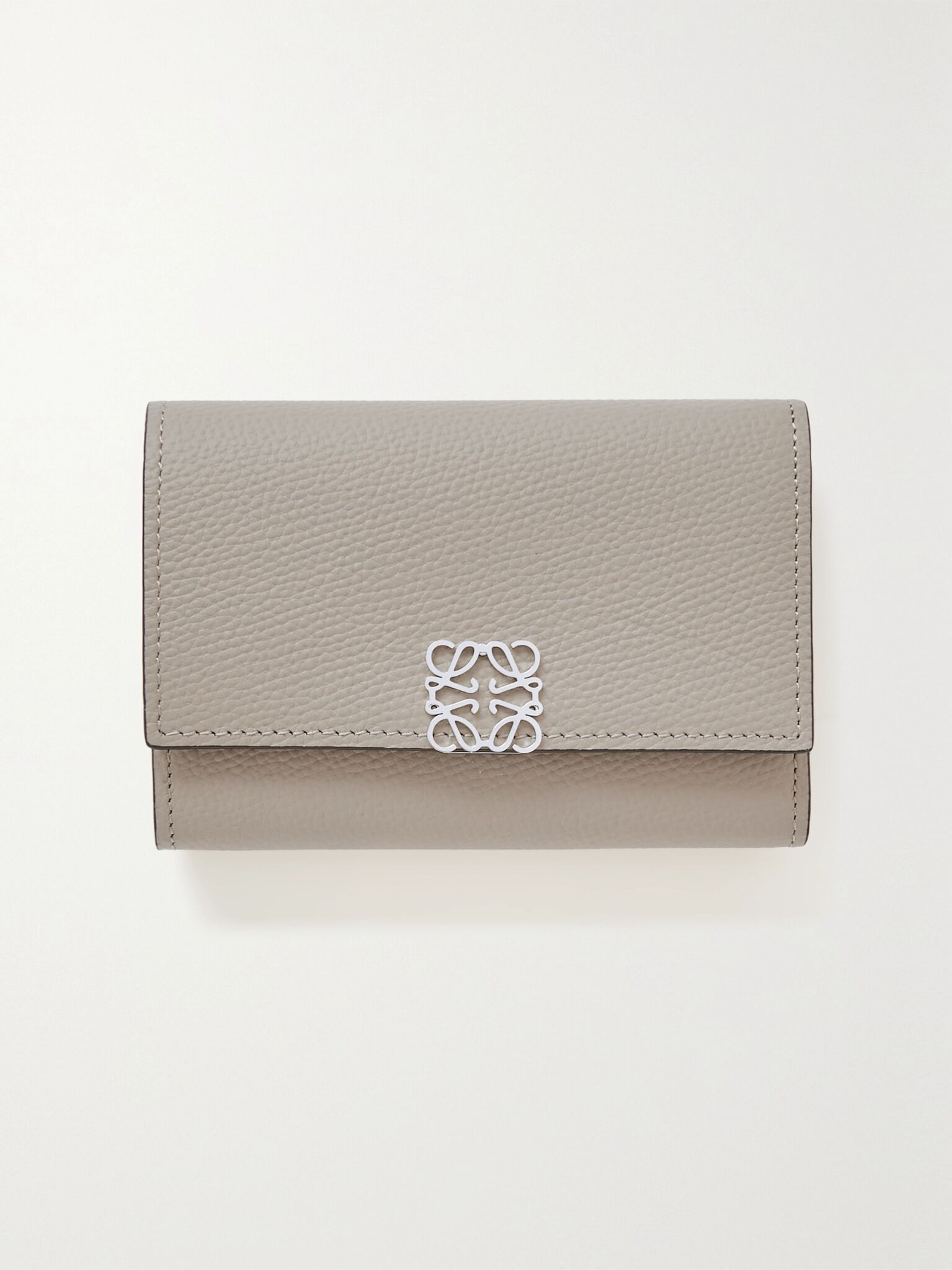 Anagram textured-leather wallet Beige - 1