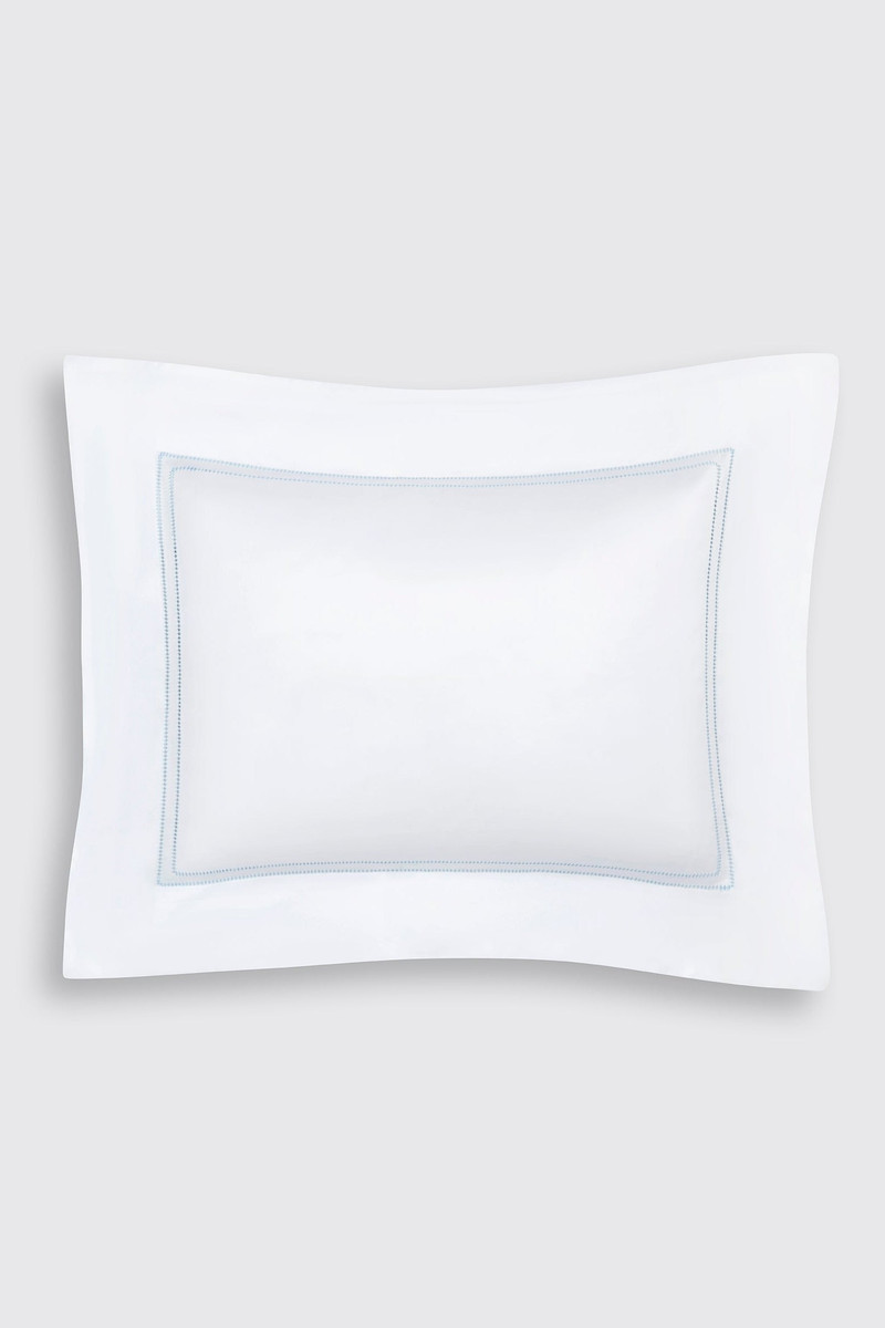 Emilia Pillow Slip in White & Blue Cotton 1
