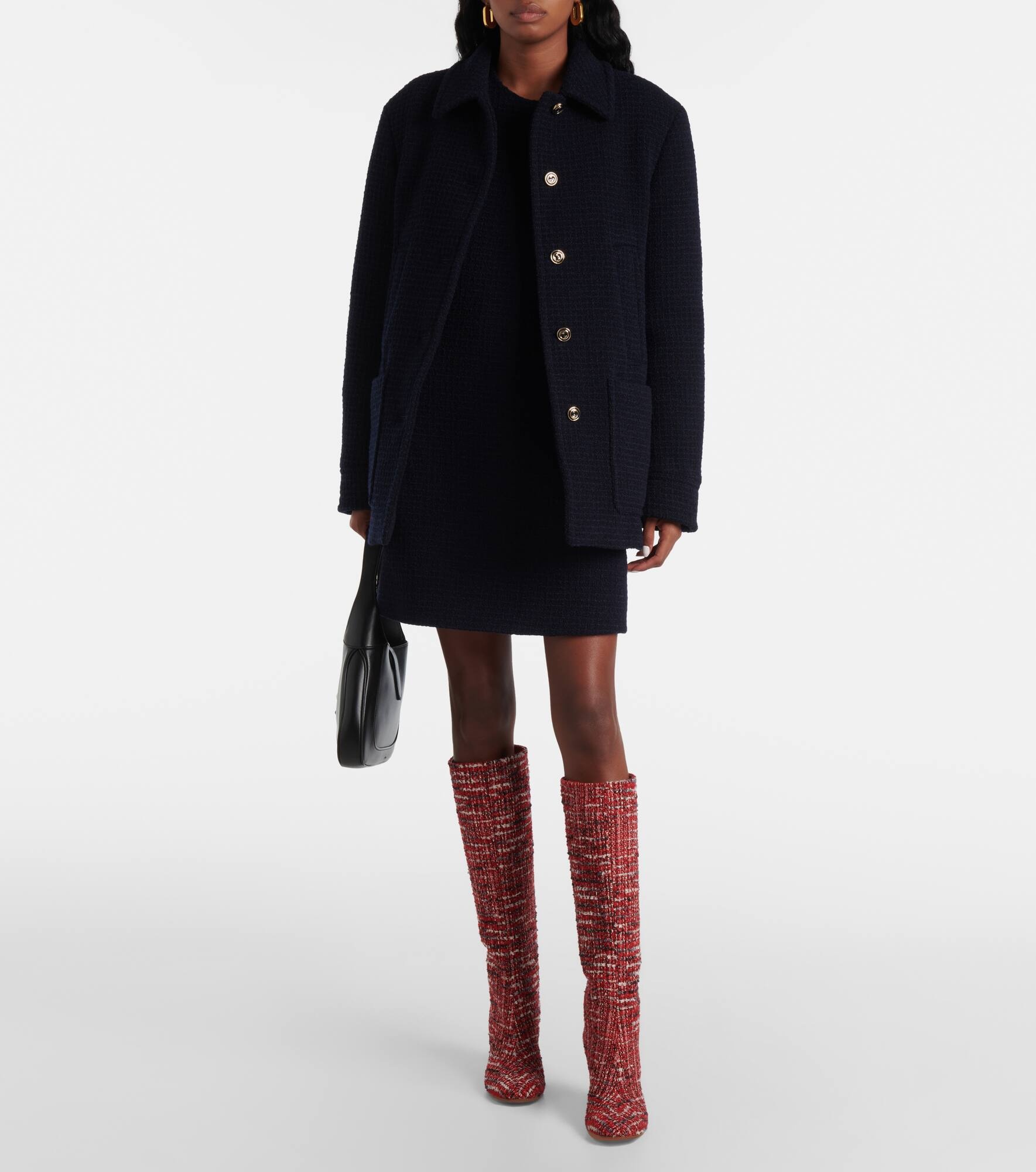 Bouclé knee-high boots - 3