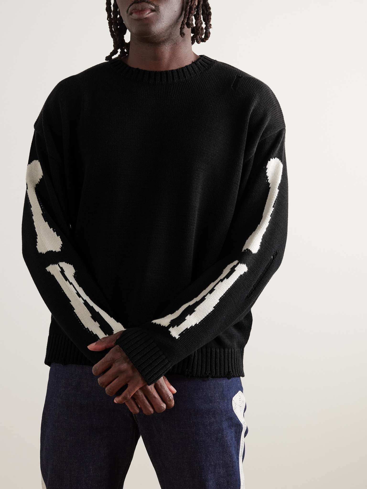 5G Distressed Intarsia Cotton-Blend Sweater - 3