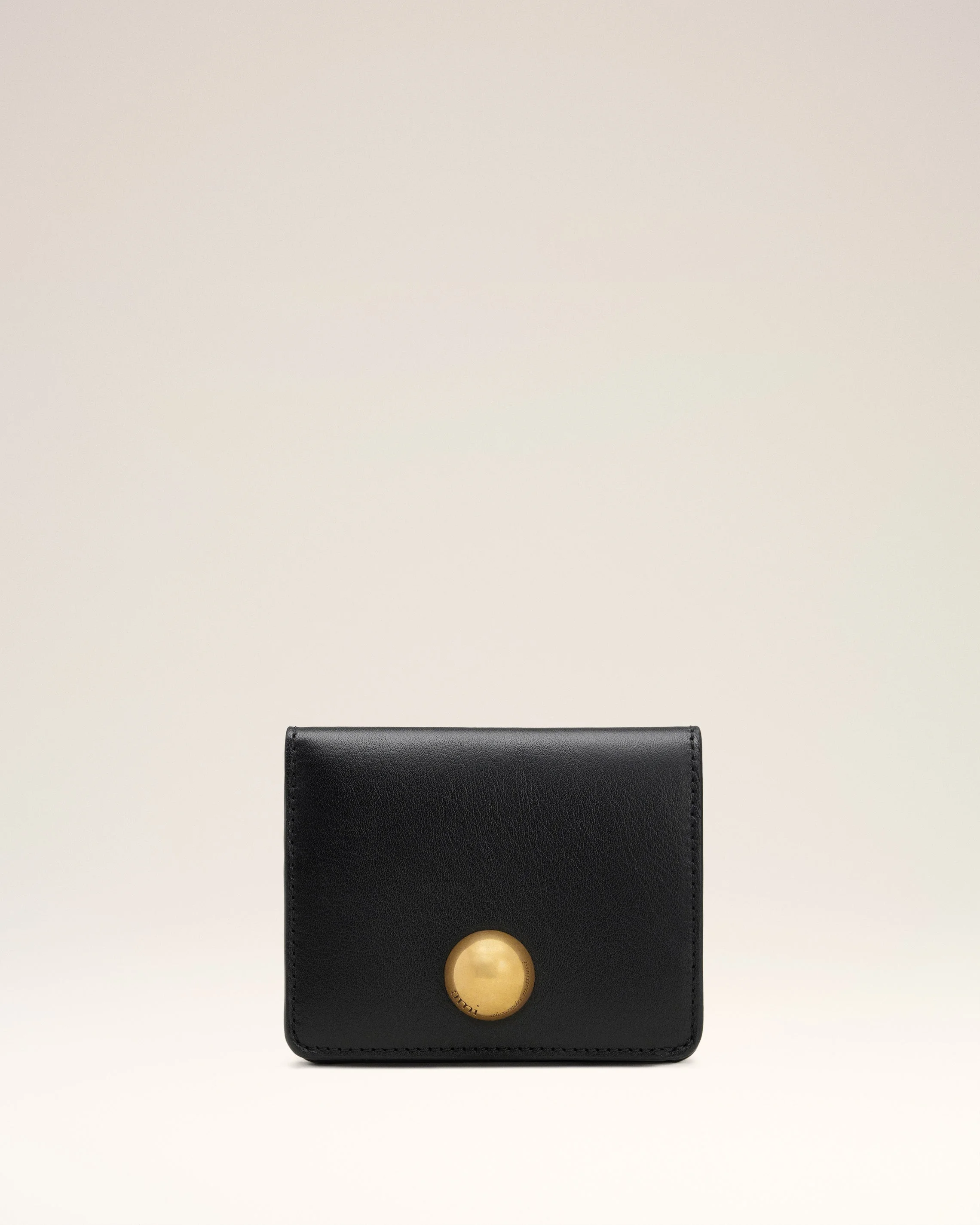 BLACK SMOOTH LEATHER CARROUSEL FOLDED WALLET - 1