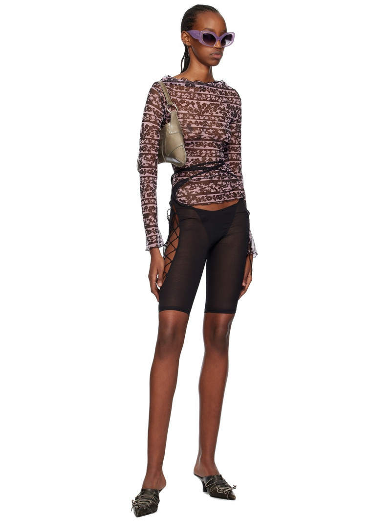 KNWLS Pink & Black Clavicle Blouse outlook