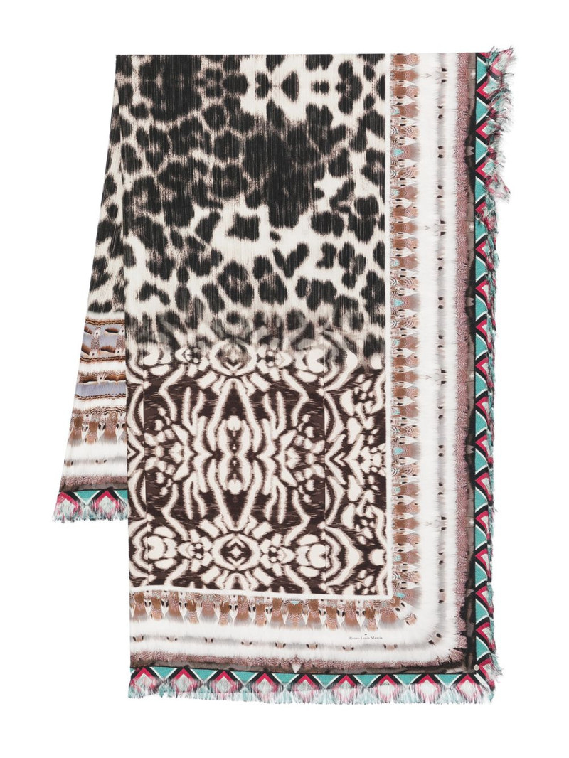 printed frayed-hem scarf 1