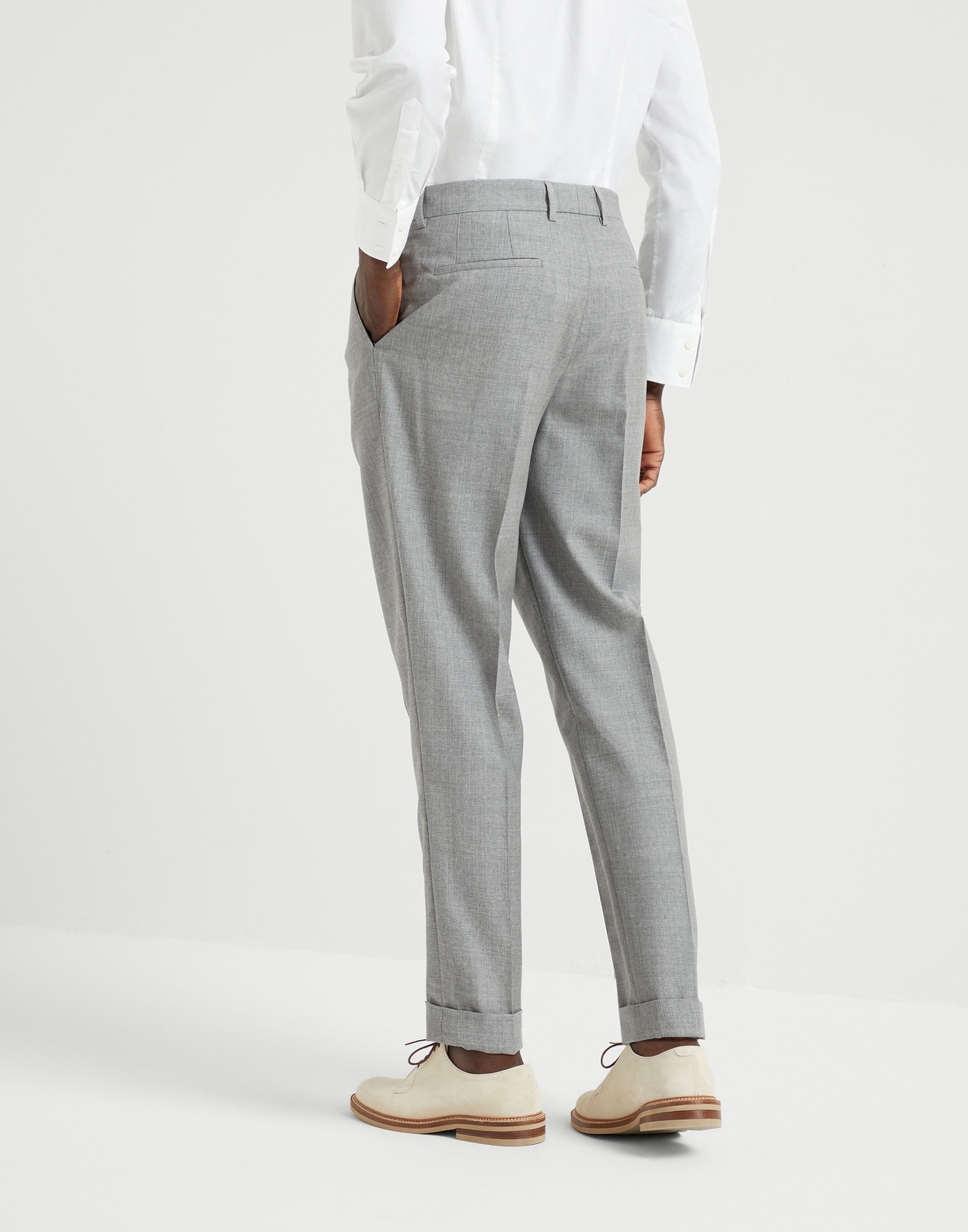Virgin wool fresco leisure fit trousers with double pleats - 2