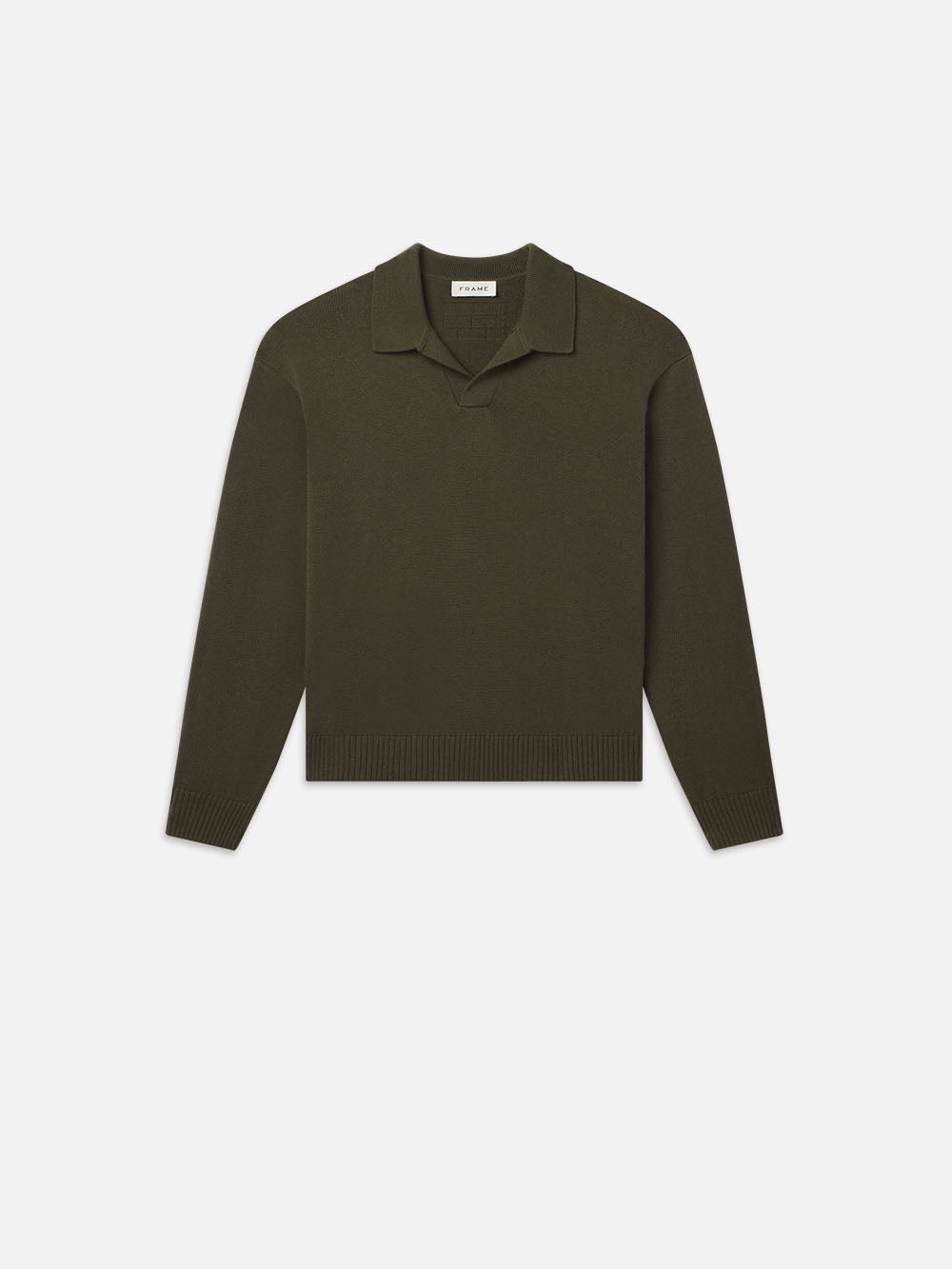 Silk Blend Polo Sweater in Dark Olive - 1