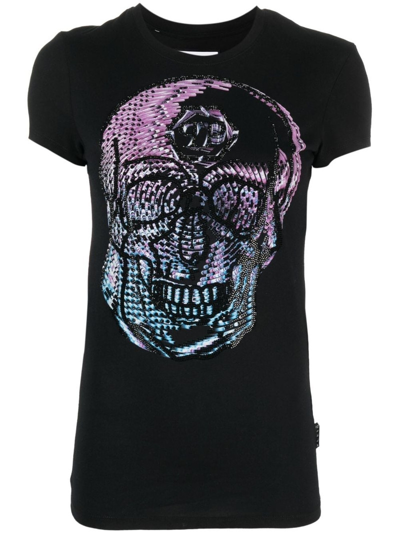 crystal-embellished skull T-shirt 1