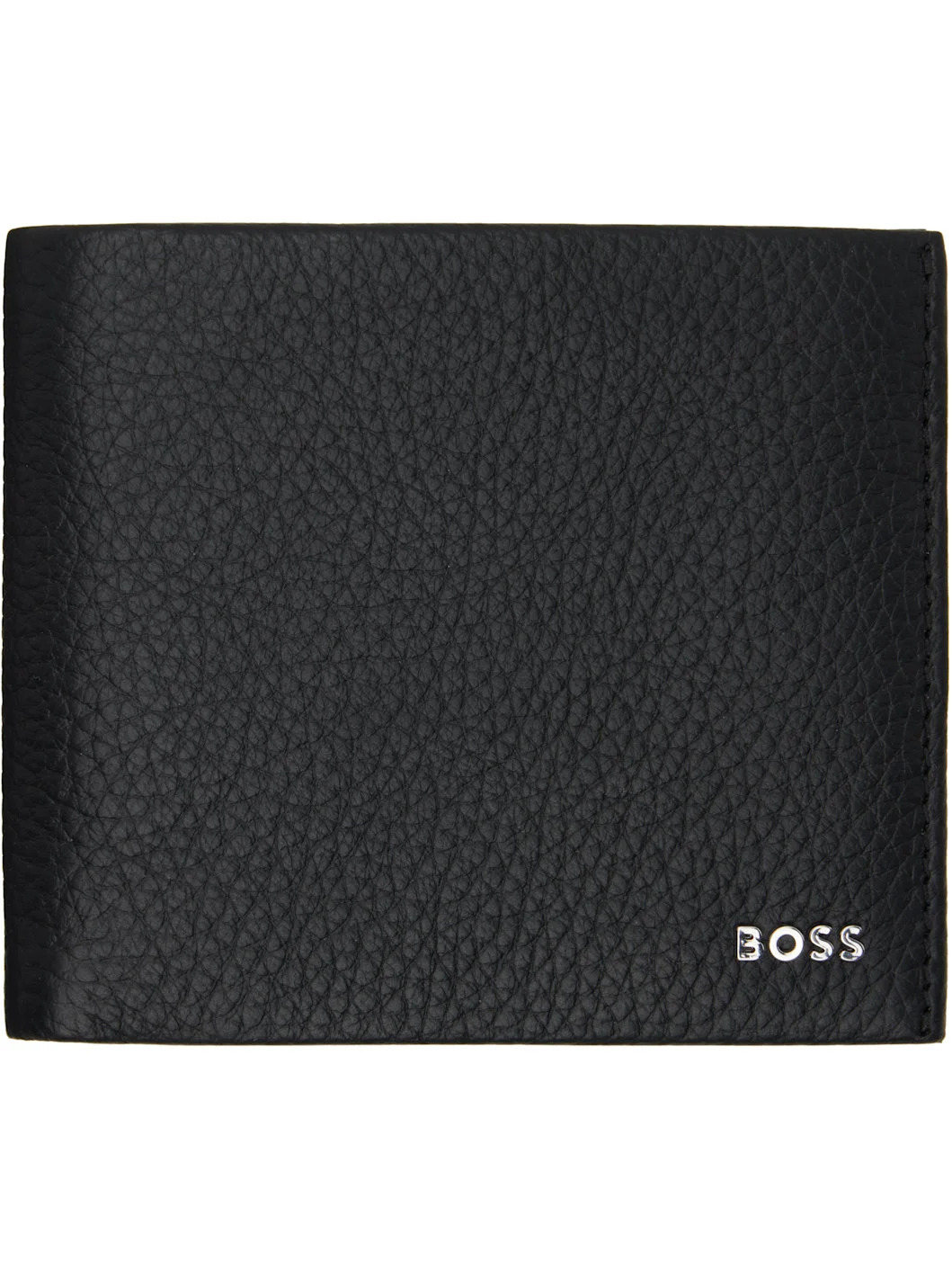Black Logo Lettering Grained-Leather Wallet - 1