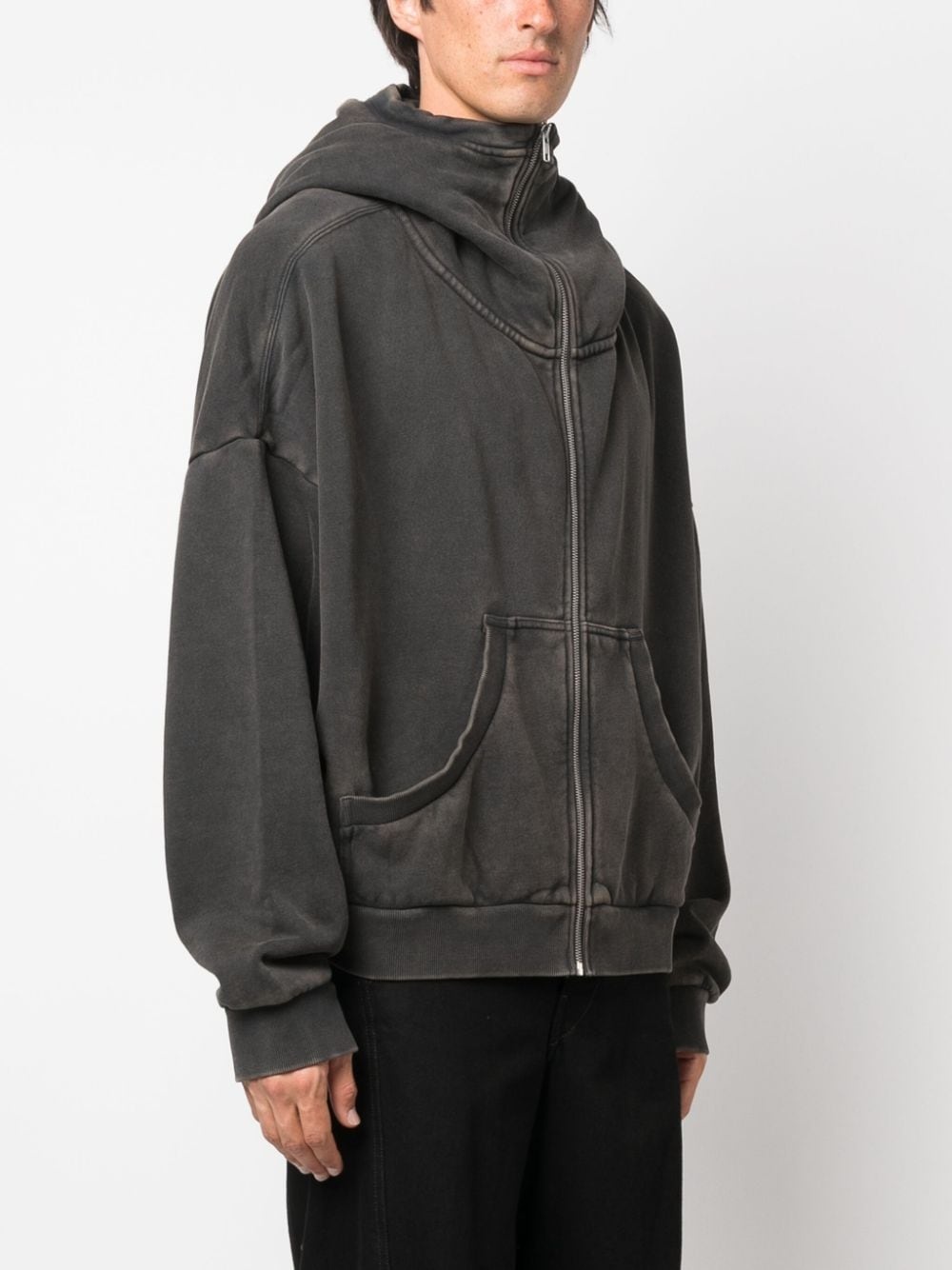 zip-fastening cotton hoodie - 4