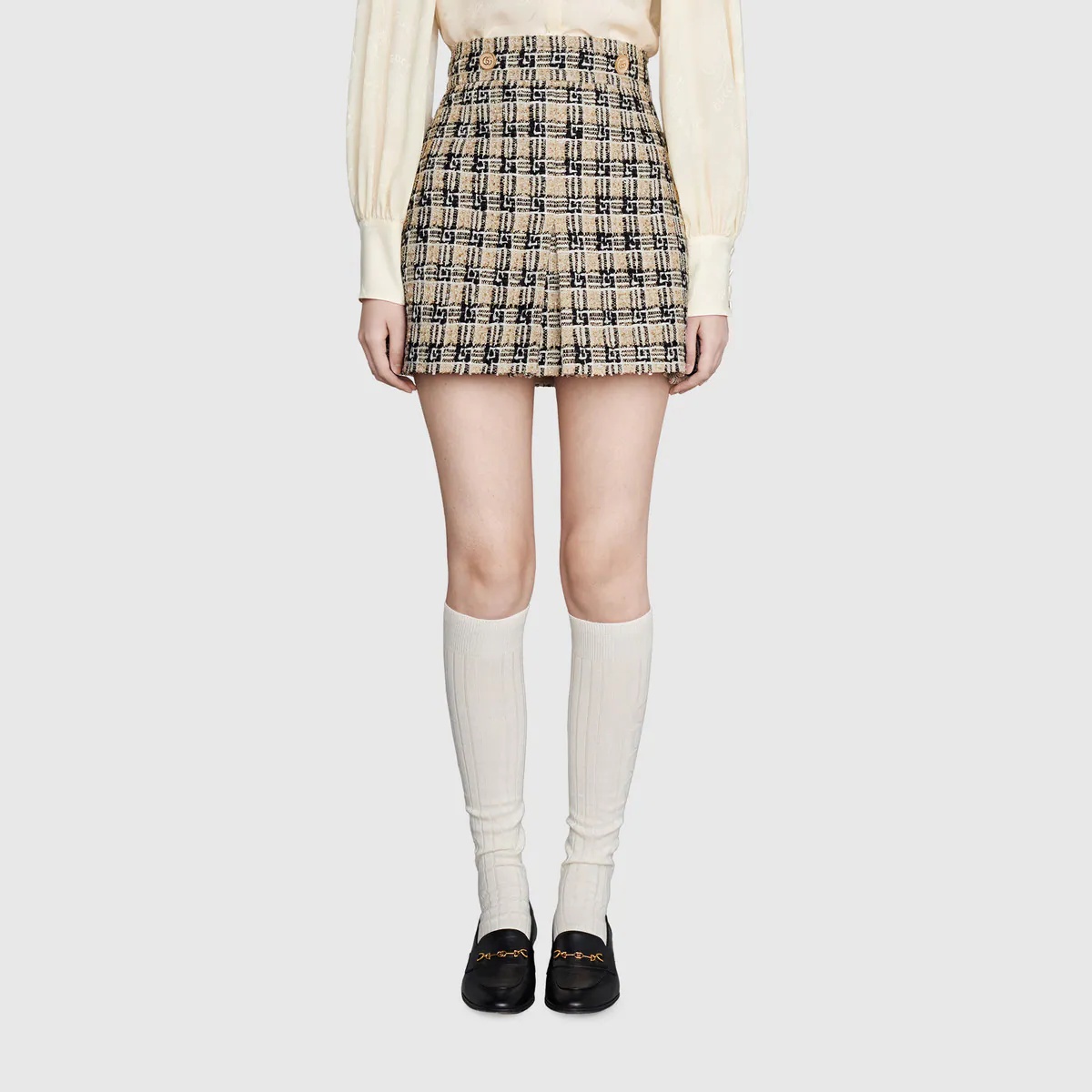 Square G check tweed skirt - 3