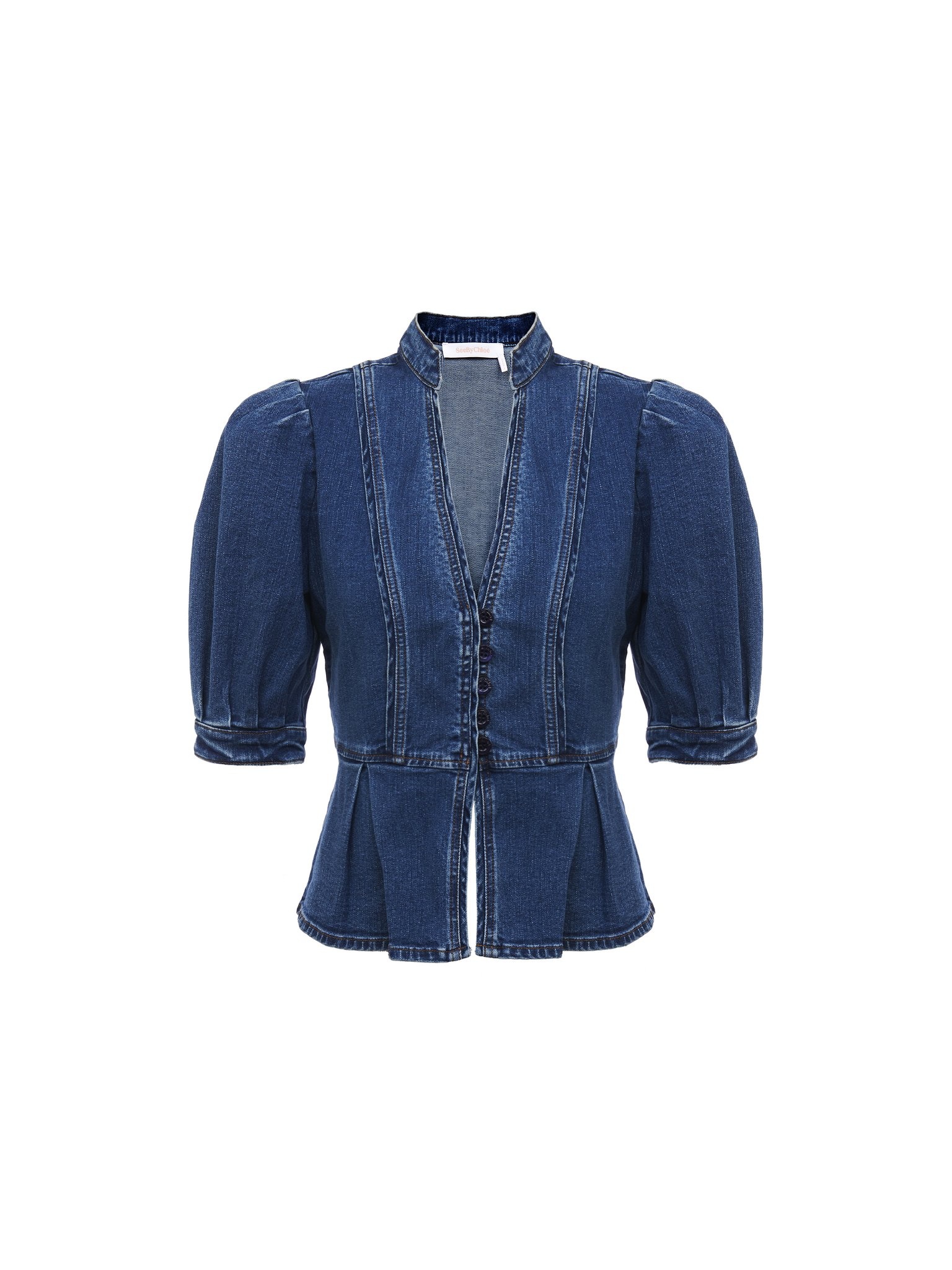 DENIM PEPLUM JACKET - 1