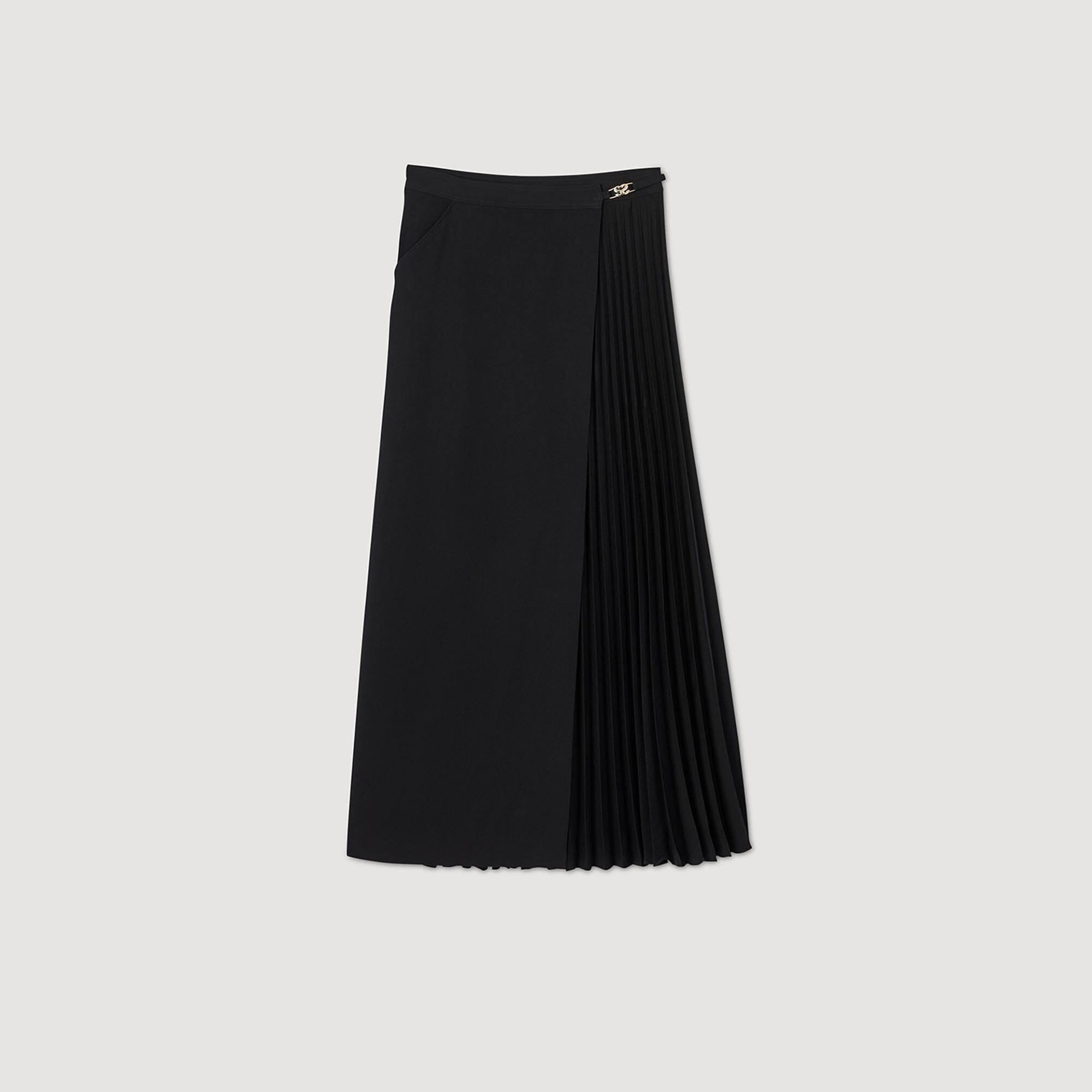 CURB CHAIN BUCKLE PLEATED SKIRT - 1