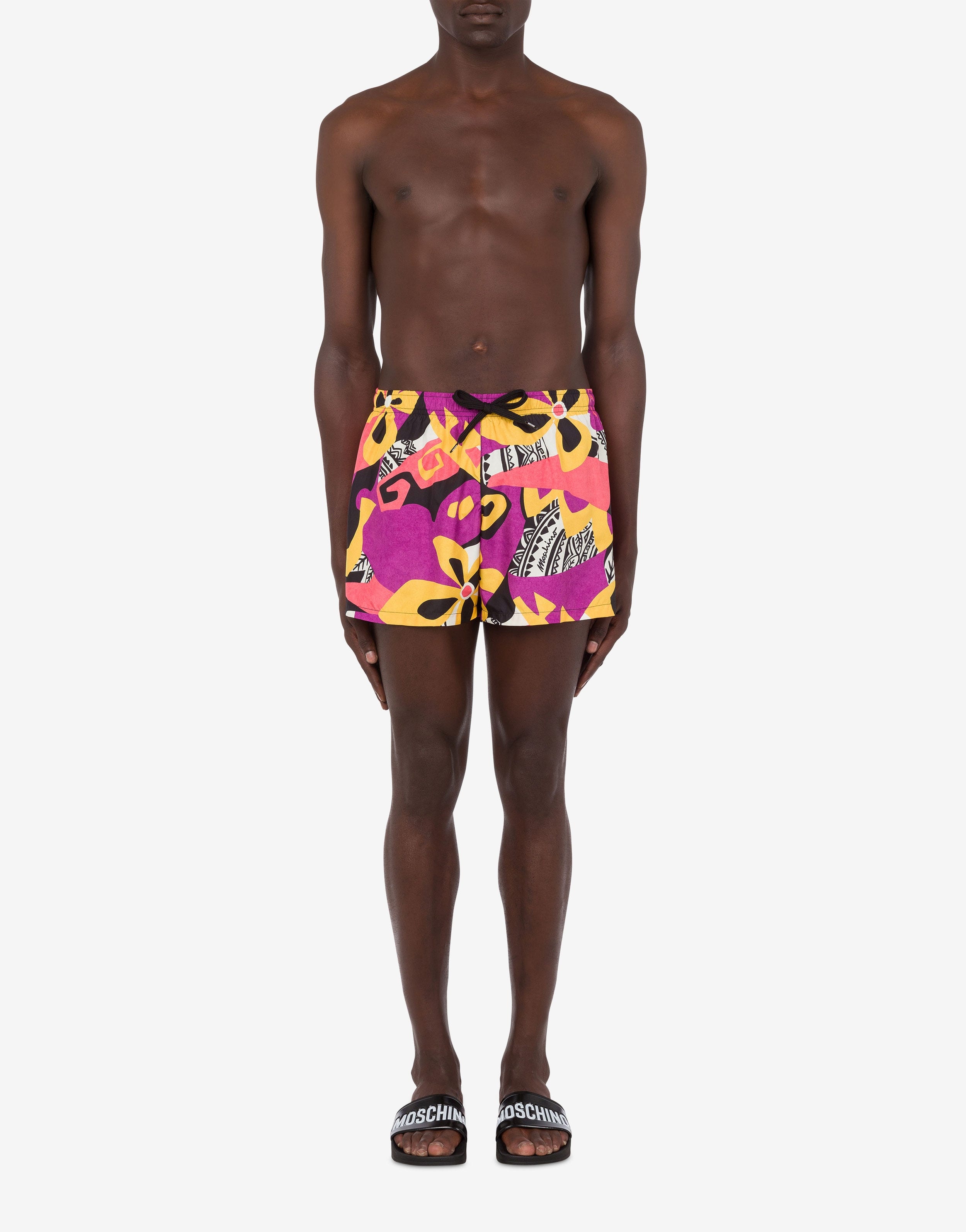 GEOMETRIC PRINT NYLON SWIM TRUNKS - 2