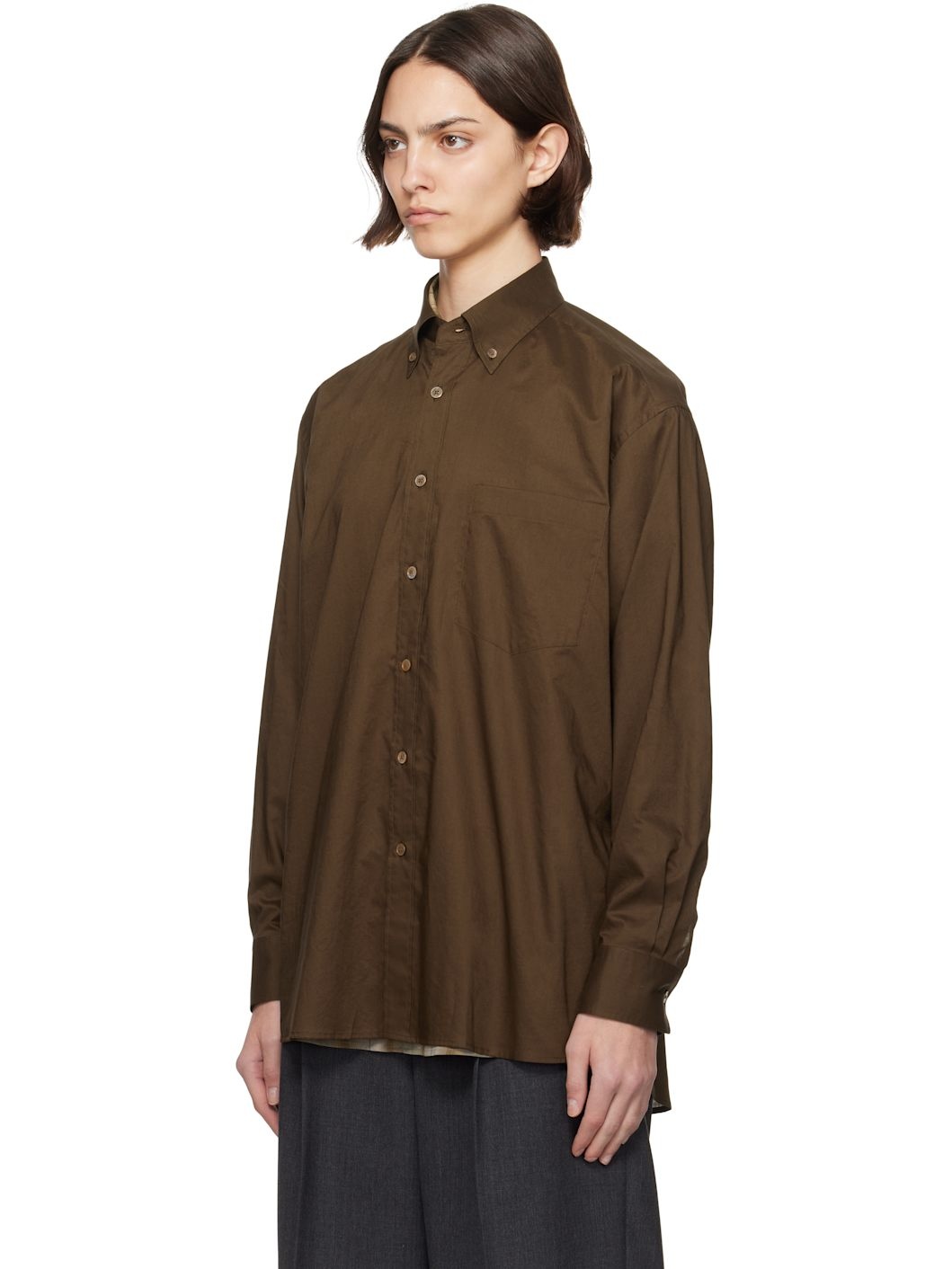 Brown Washed Finx Typewriter Button Down Shirt - 4