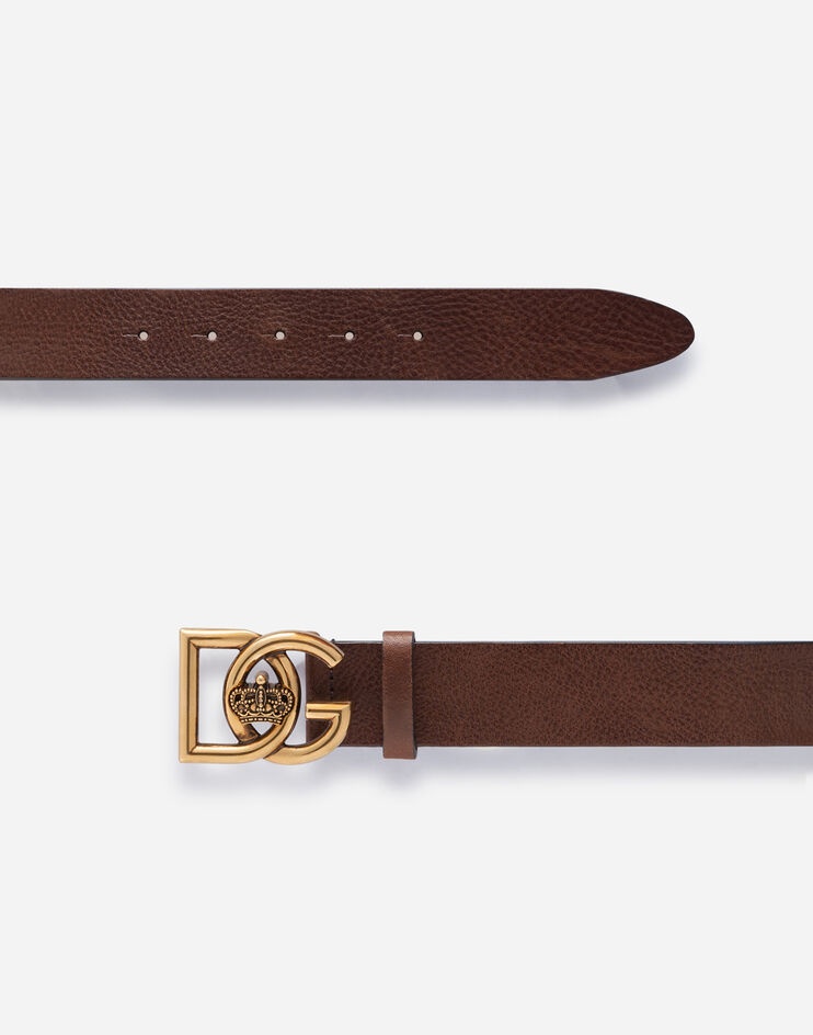 Tumbled leather belt with DG crosed logo - 2