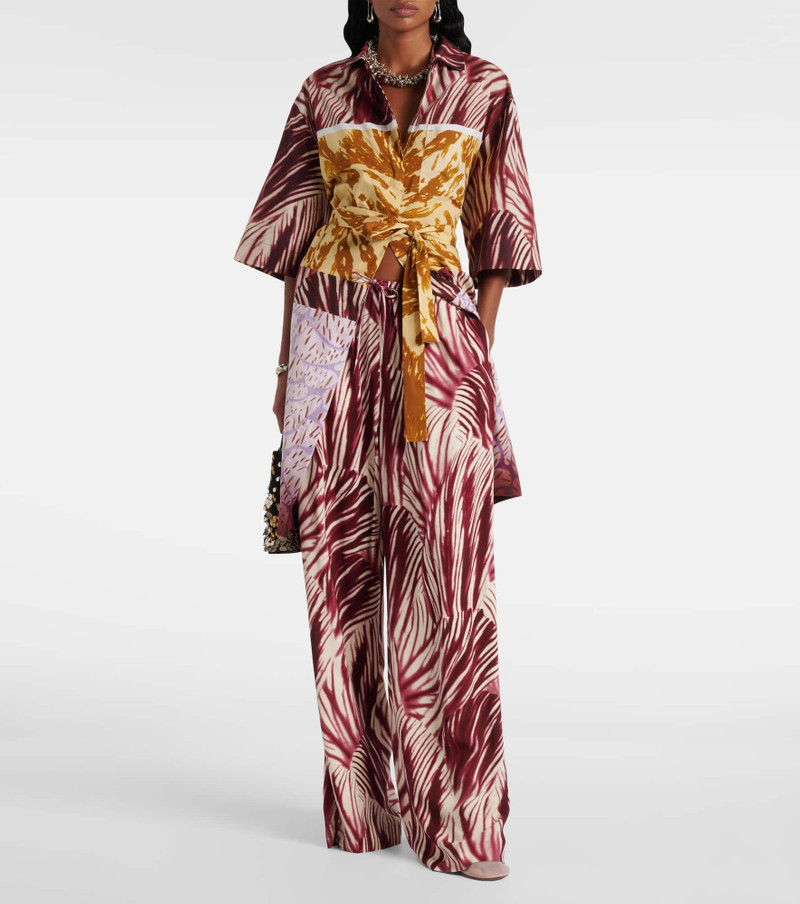 Dries Van Noten Printed crêpe wide-leg pants outlook