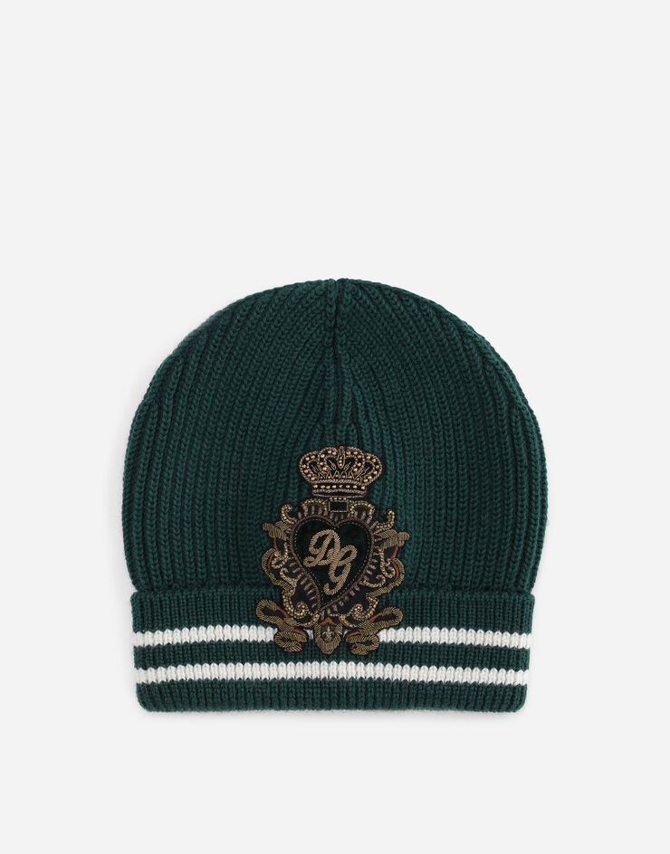 Knit wool hat with DG patch - 1