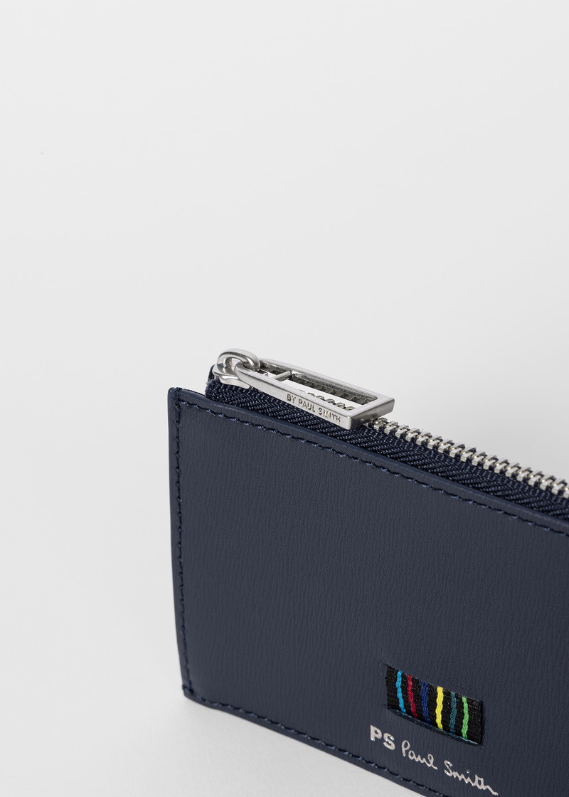 Navy 'Sports Stripe' Zip Card Holder 4