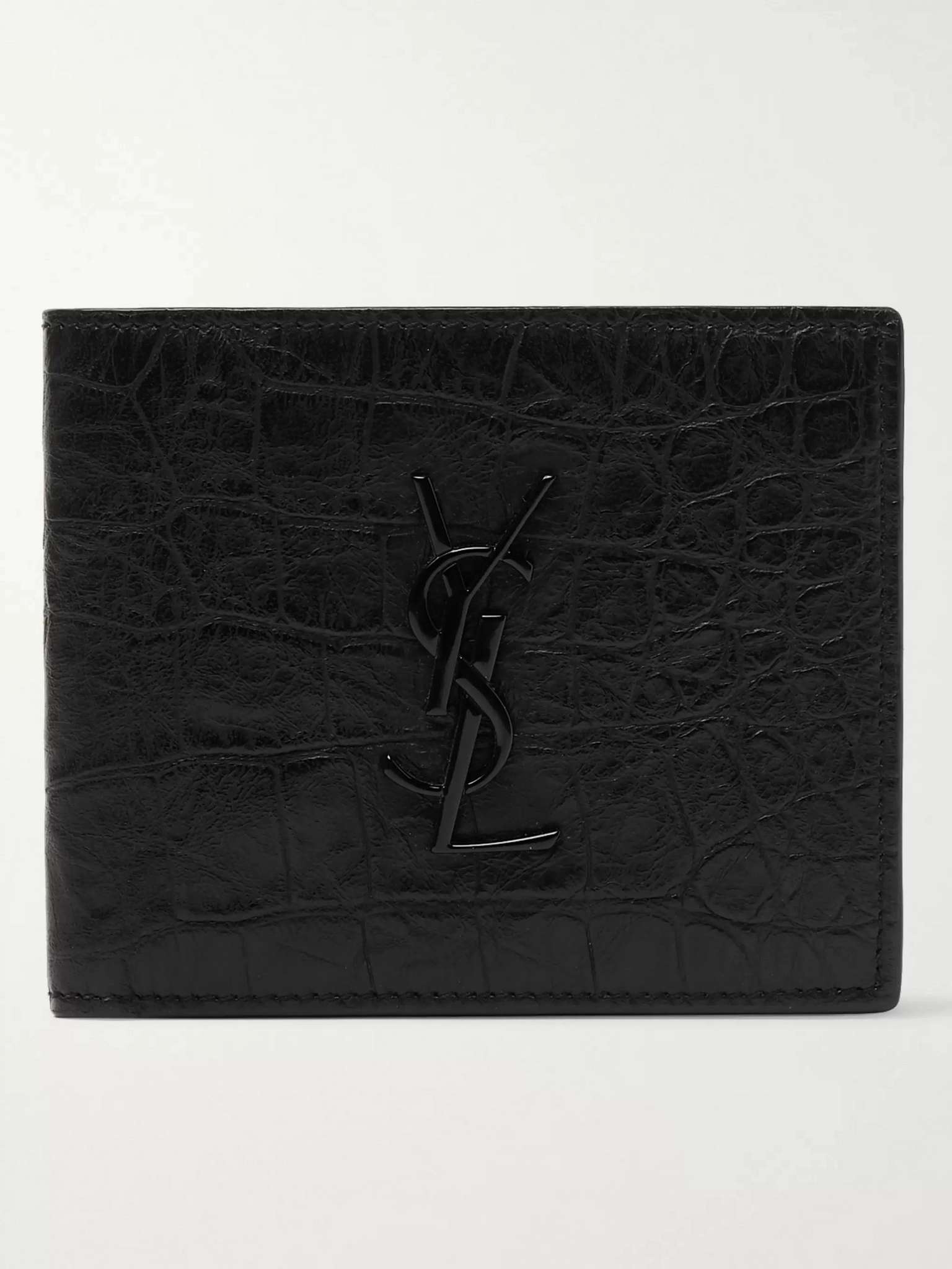 Logo-Appliquéd Croc-Effect Leather Billfold Wallet - 1