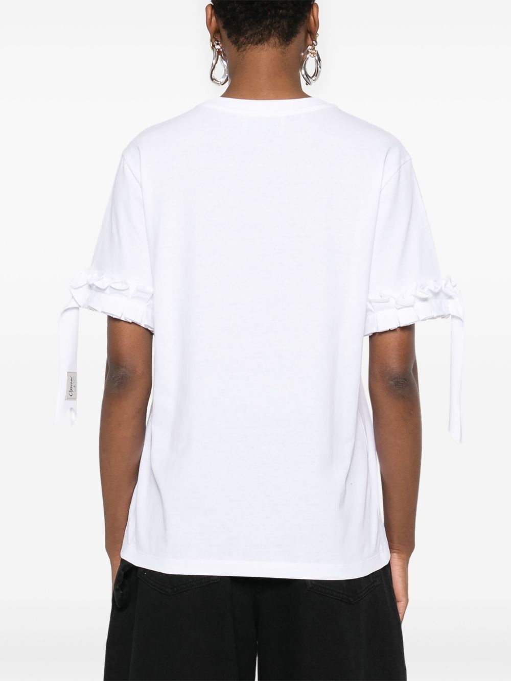 logo-print ruffle-trim T-shirt - 4