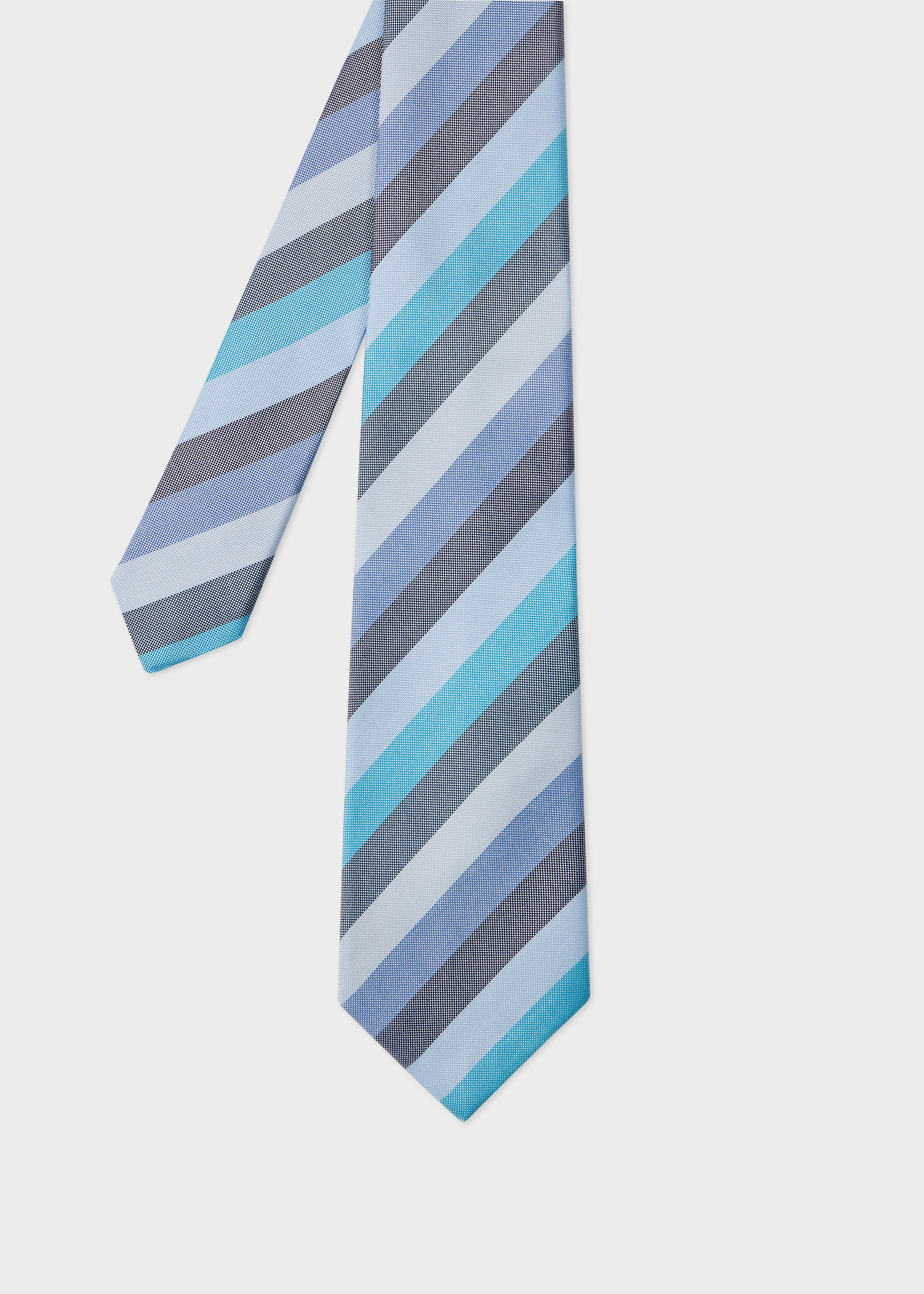 Blue Multistripe Silk Tie - 1
