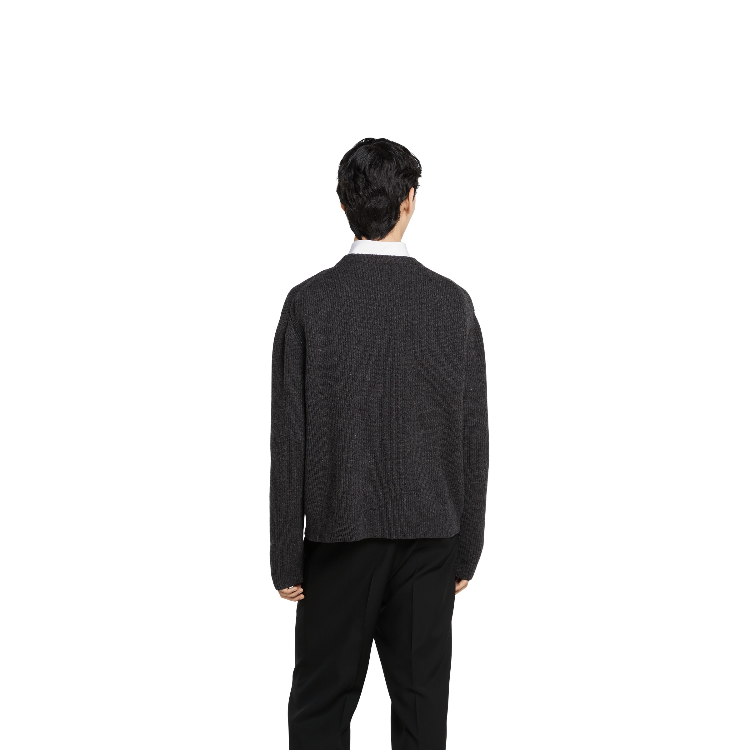 Wool cashmere rib knit sweater - 4
