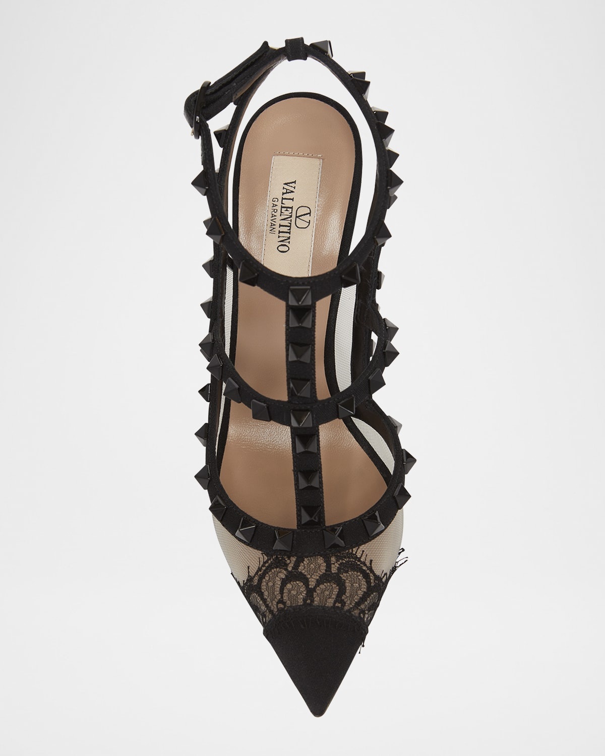 Rockstud Lace T-Strap Pumps - 5