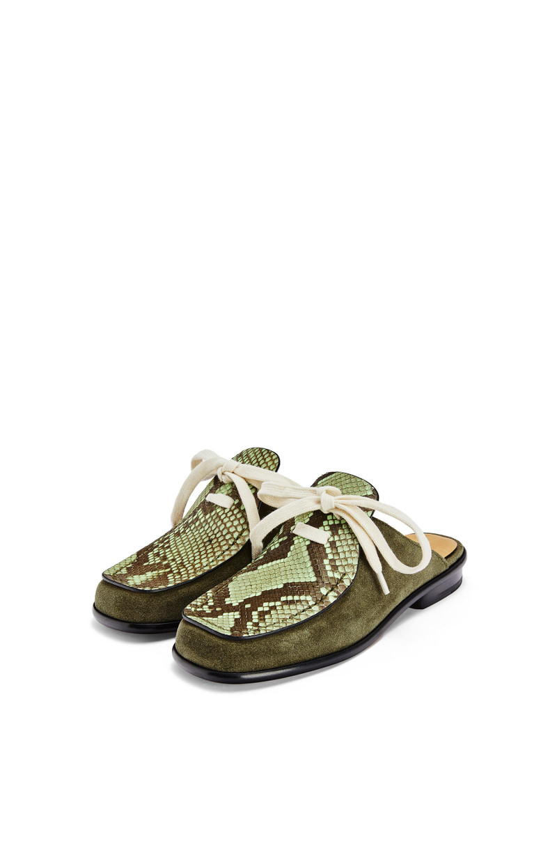 Loewe Lace up mule in python and calfskin outlook