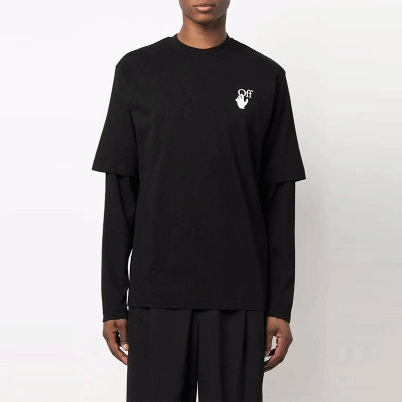 Off-White Men's Off-White Gradient Arrow Long Sleeves Loose Fit Black T-Shirt OMAB066F21JER0041084 outlook