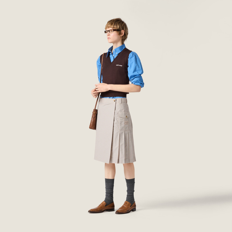 Miu Miu Checked technical fabric skirt outlook