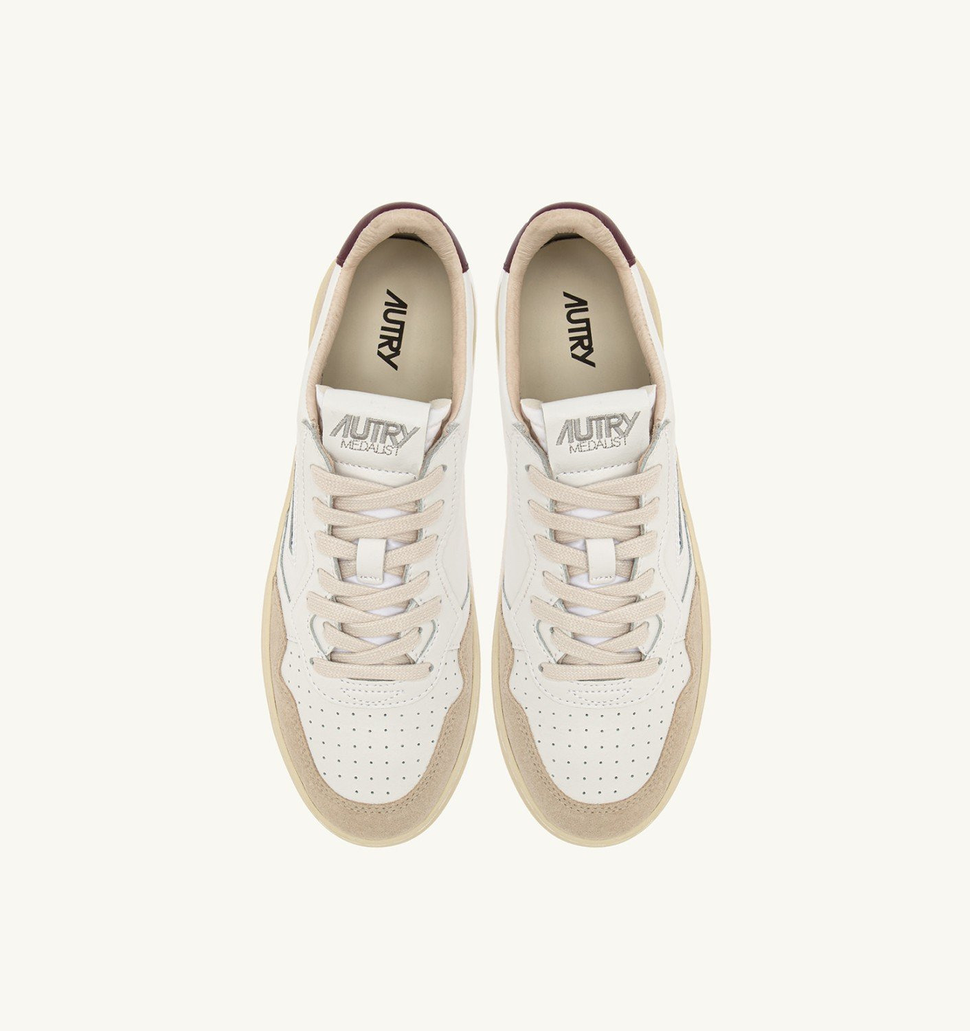 MEDALIST LOW SNEAKERS IN WHITE AND BURGUNDY SUEDE AND LEATHER - 5