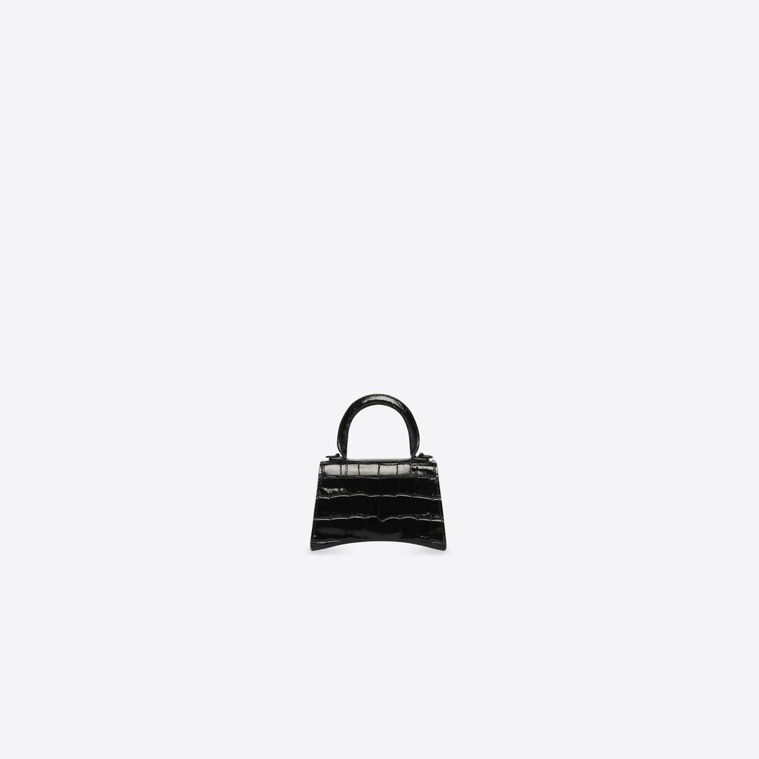 Women's Hourglass Mini Handbag With Chain Crocodile Embossed in Black - 2