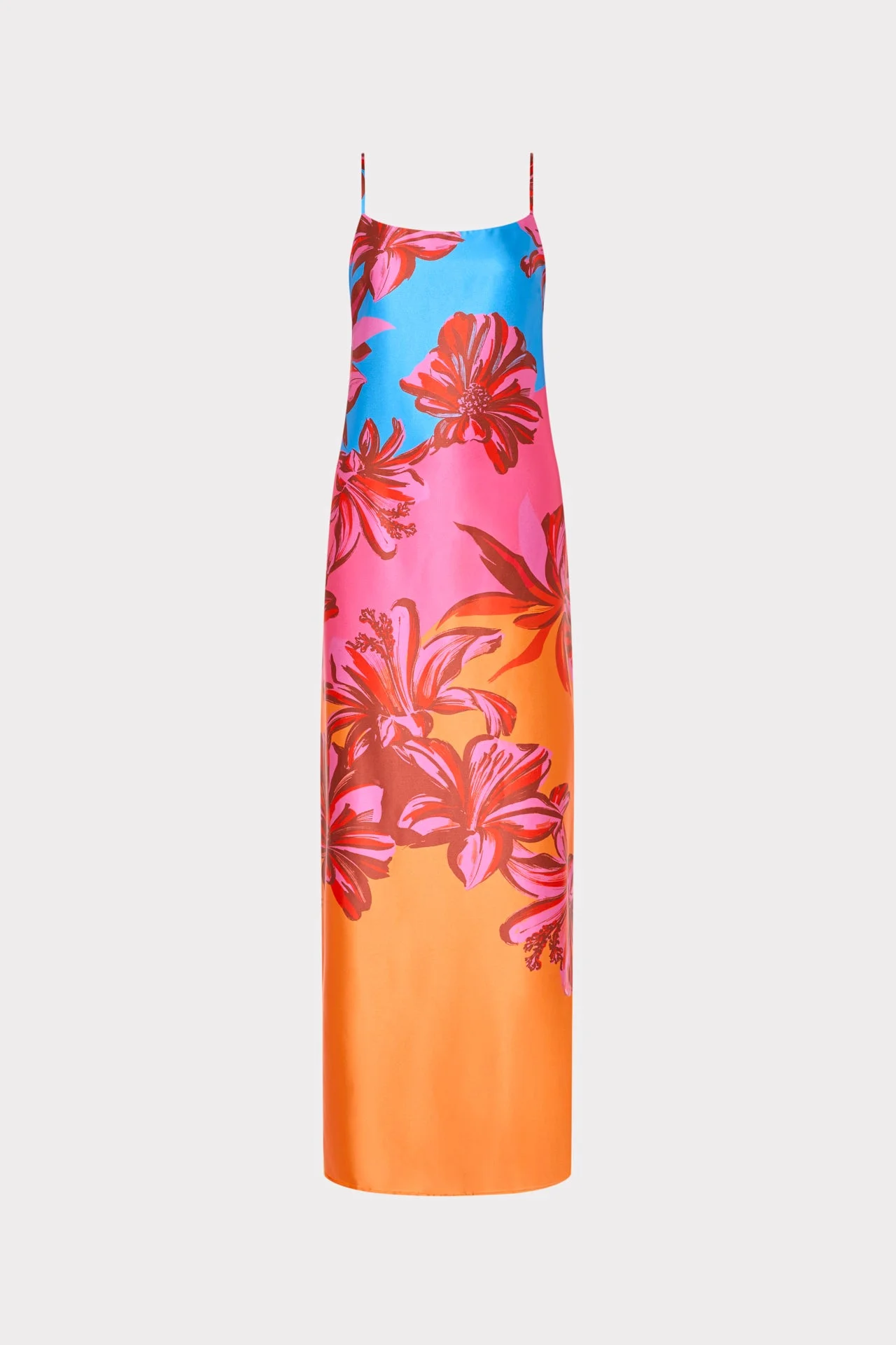 Lily Sunset Flower Printed Satin Maxi Dress - 1
