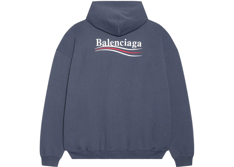 BALENCIAGA Balenciaga Political Campaign Large Fit Hoodie Dark Grey/White outlook