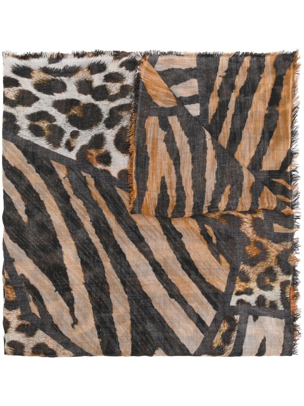 animal-print cotton scarf - 1