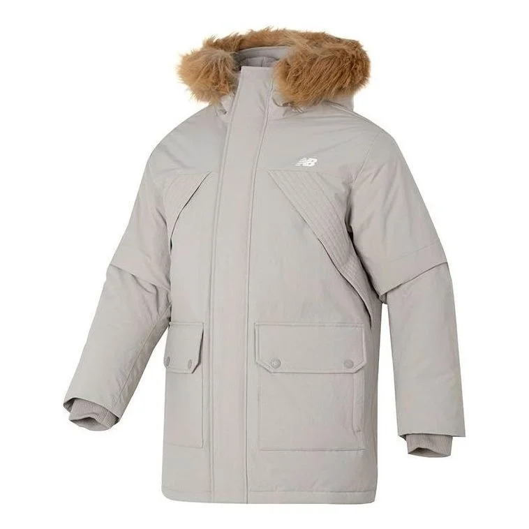 New Balance Warm Hooded Down Jacket 'Grey Brown' AMJ34323-SEN - 1